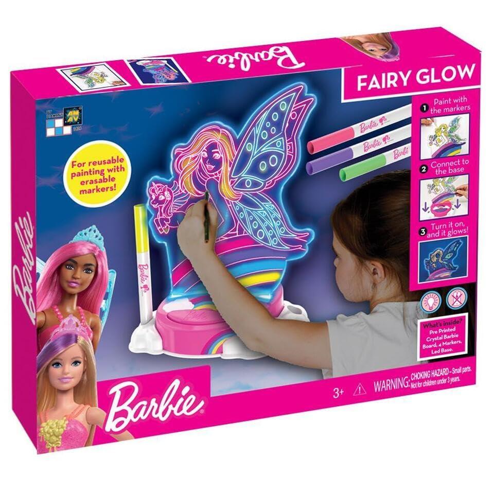 Barbie Barbie Fairy Glow Paint N\' Light | Glow Paint and Light Kit | 4 Markers & LED Lamp Base | Night Light | Creative Play| Arts & Crafts| Ages 3 Plus