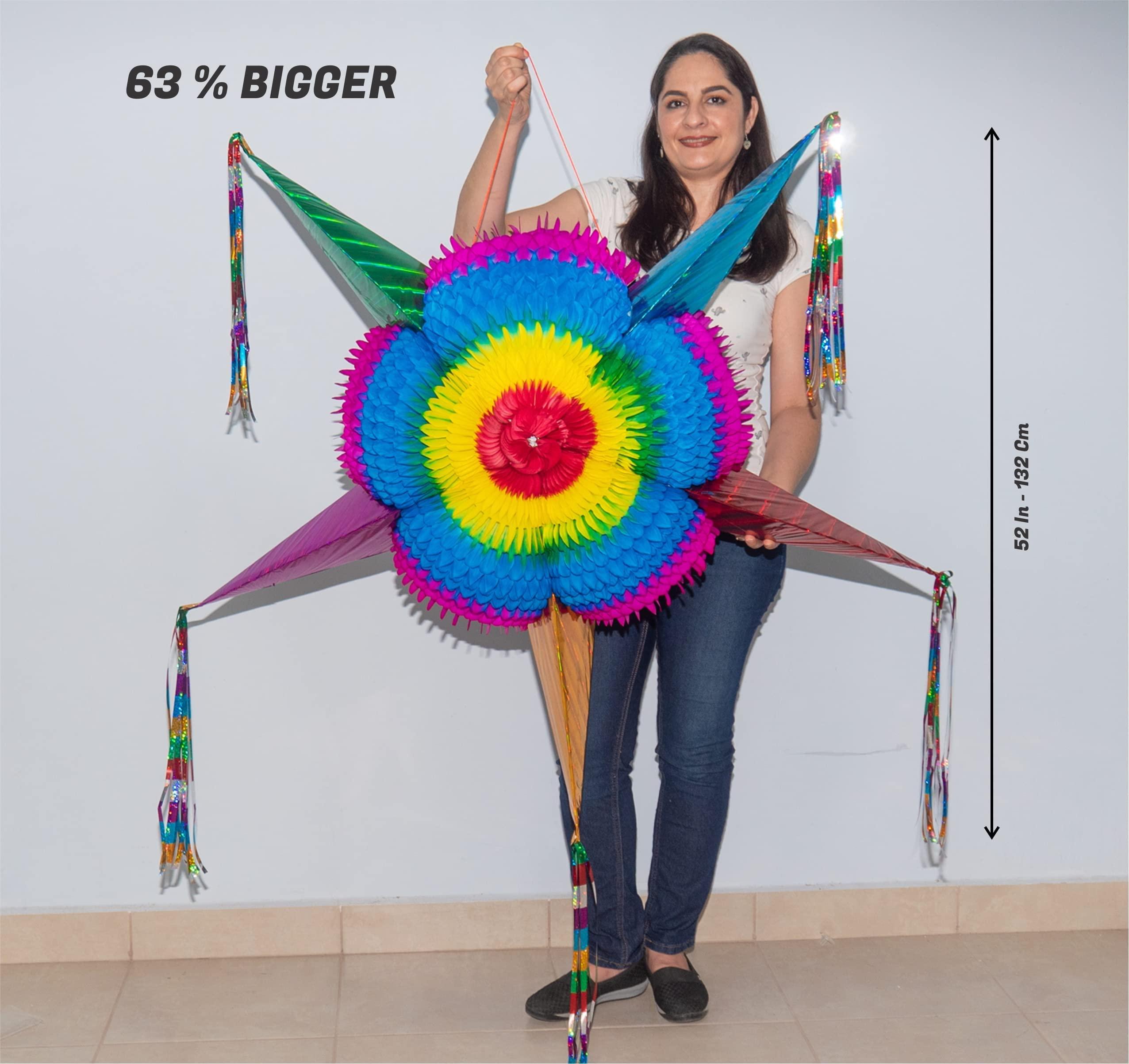 Celly Party Giant Extra Large Pinata,52 Inch Large Really Big Star Piata Mexicana, Dia de Los Muertos,Huge Colorful Foldable Pinata