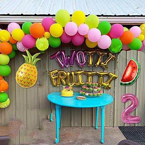 HEETON HEETON Twotti Frutti Birthday Decorations Balloons Twotti Fruity Cake Topper Second Fruit Pineapple Watermelon Balloon Garland Summer Birthday Party Supplies Decorations
