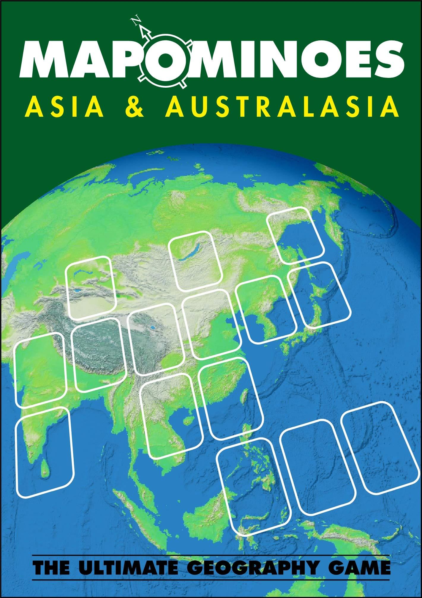Wild Card Games MAPOMINOES Asia and AUSTRALASIA Fun and Educational Geography Card Game About Connecting Countries in Asia & Australasia. for Kids Teens and Adults. Like Dominoes with maps.