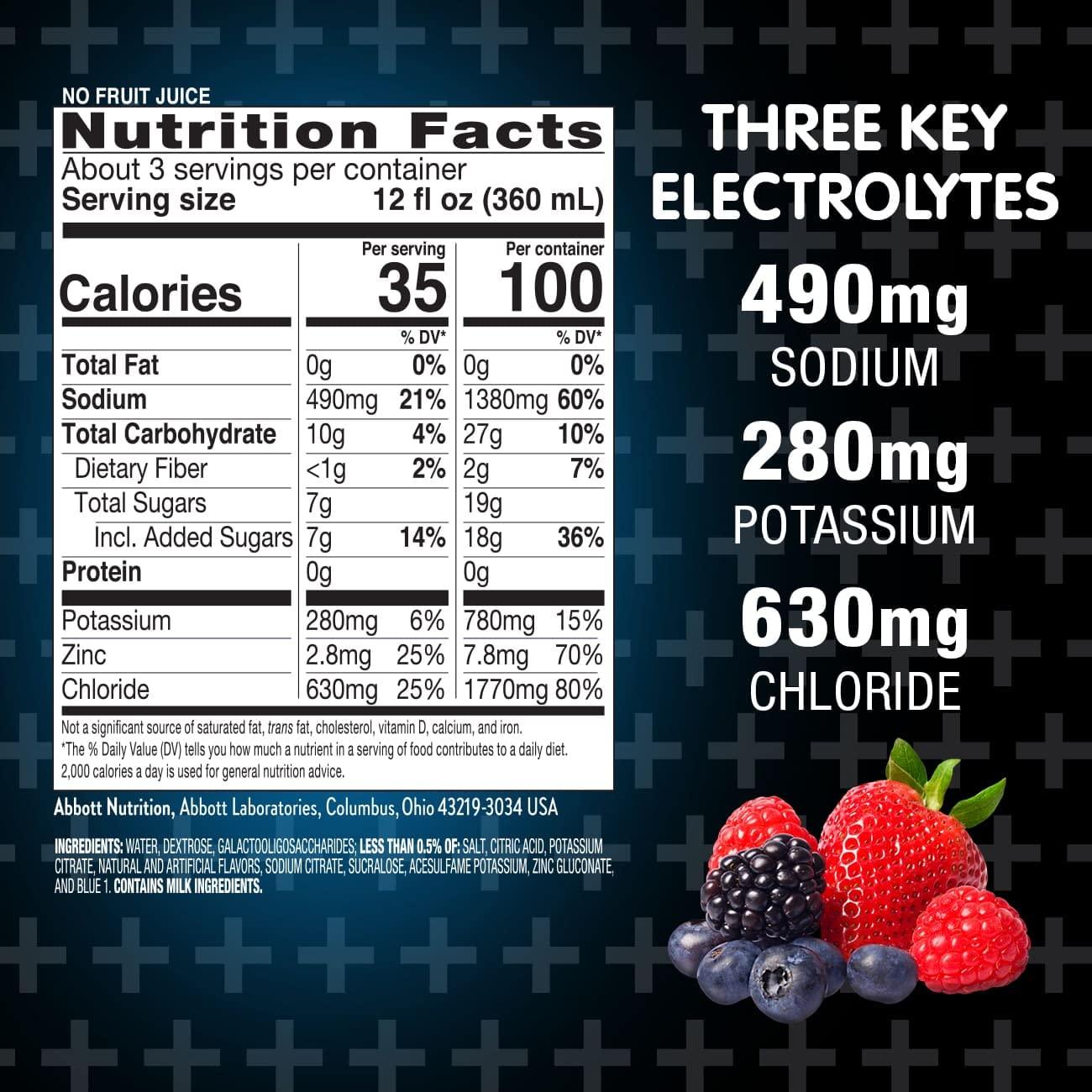 Pedialyte Pedialyte Advancedcare Plus Electrolyte Drink, 1 Liter, 4 Count, with 33% More electrolytes & Has Preactiv Prebiotics, Berry Frost, 33.8 Fl Oz (Pack of 4)