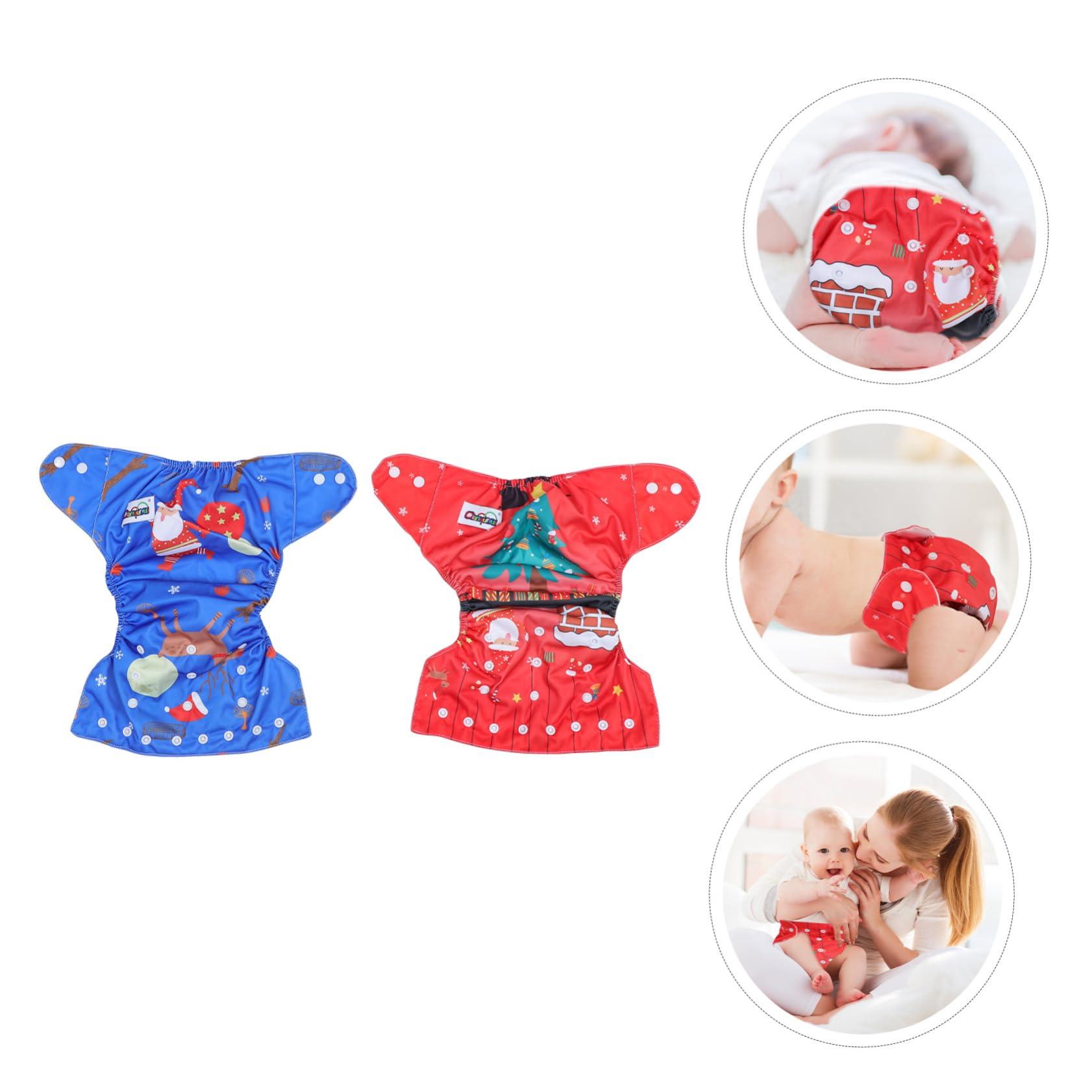 Healifty 2pcs Baby Diapers Lining Brushed Cloth Button Christmas Newborn