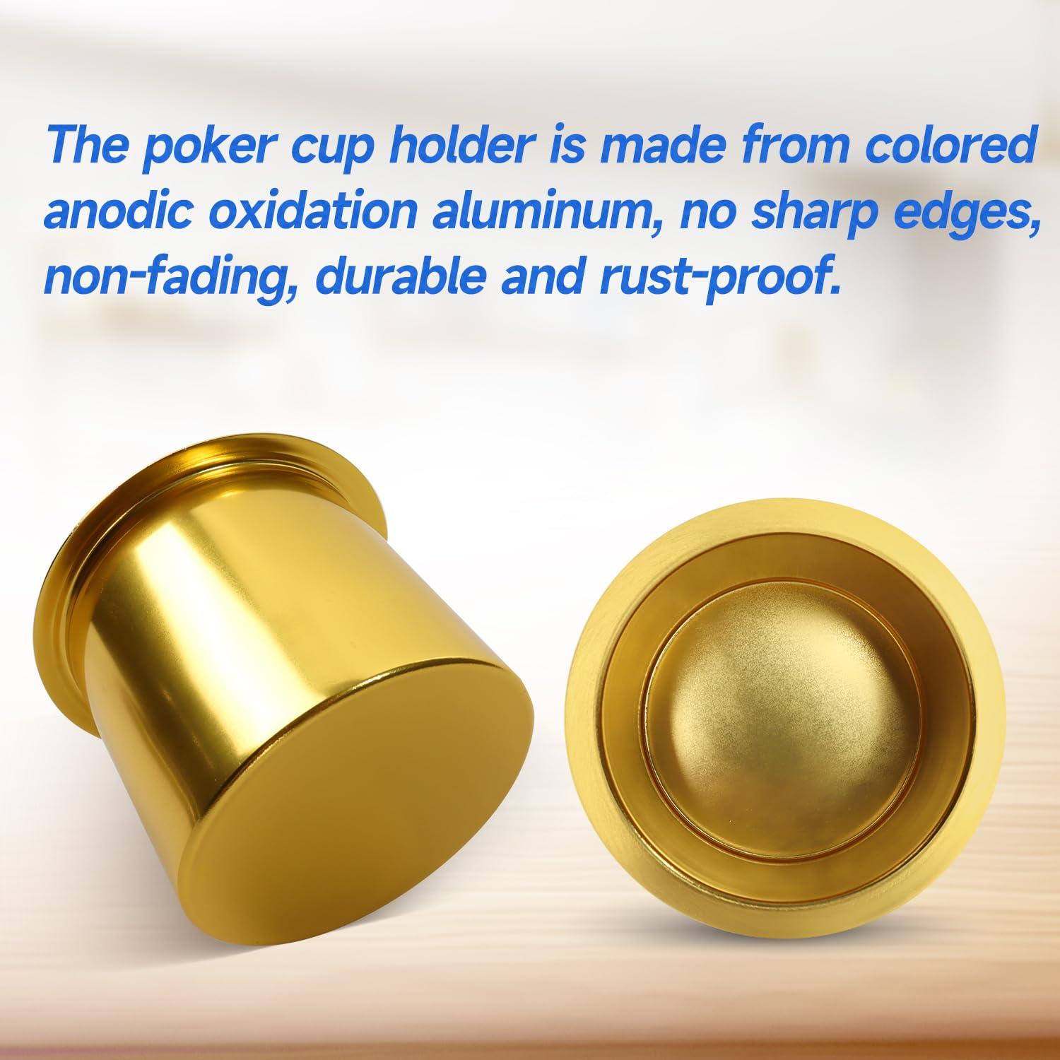 GSE Games & Sports Expert GSE Games & Sports Expert Jumbo Aluminum Cup Holder, Drop-in Cup Holder for Casino Poker Tables, Work Desks, Boats, RVs, Cars & Trucks (Gold, 2-Pack)
