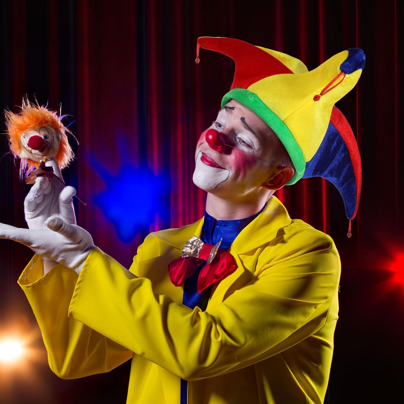 Didiseaon 2Pcs Jester Hat Jester Clown Hat with Bells, Funny Headwear Jester Costume Accessory for Halloween Mardi Gras Carnival Mexico Festival Party Decor