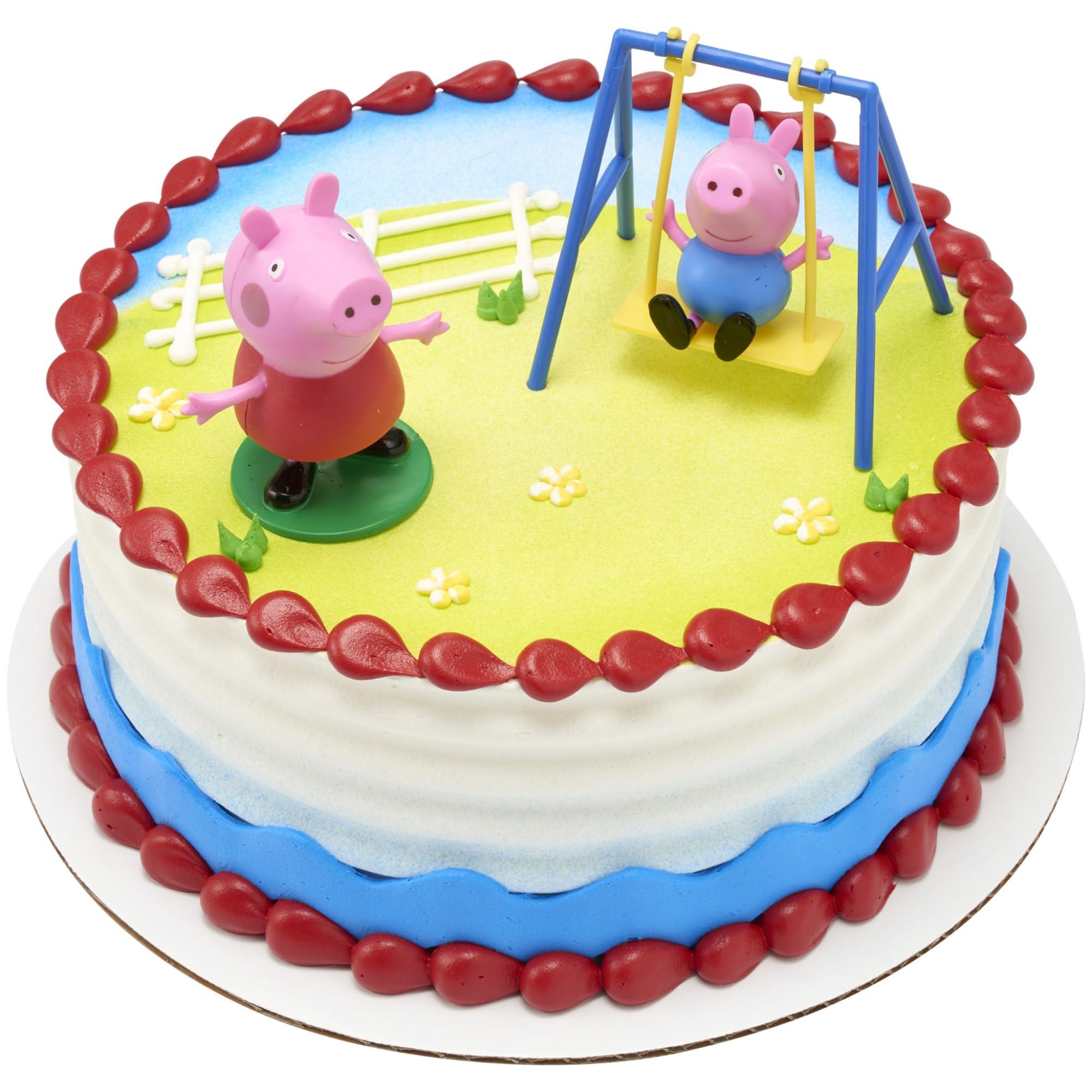 DecoPac Decopac Peppa Pig Swing Set DecoSet Cake Decoration Topper Pink, 3.2\" x 1.8\"