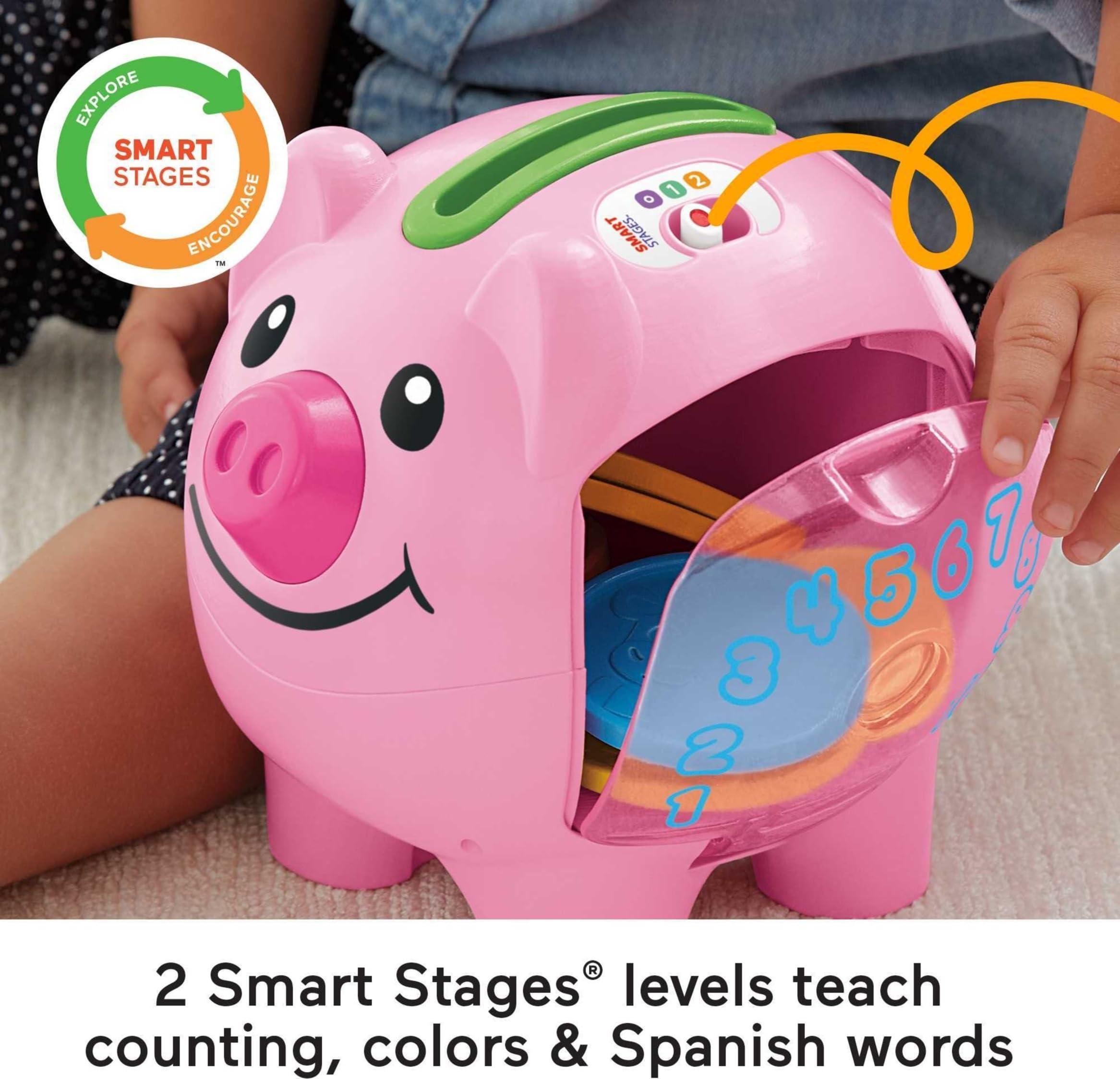 Fisher-Price Fisher-Price Baby & Toddler Toy Laugh & Learn Smart Stages Piggy Bank with Educational Songs & Phrases for Infants Ages 6+ Months
