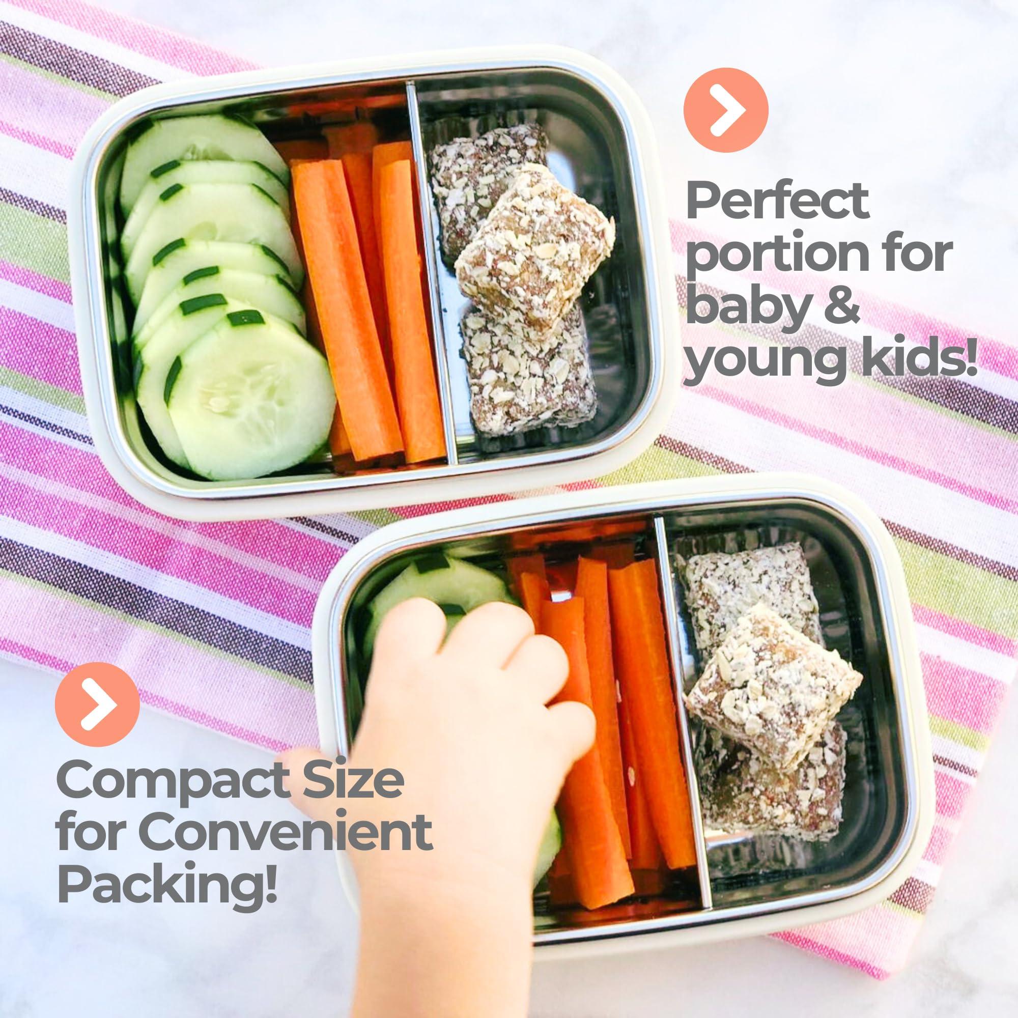 Innobaby Innobaby Keepin' Fresh Stainless Steel Divided Bento Snack Box with Lid for Kids and Toddlers BPA Free, 11 oz., Orange