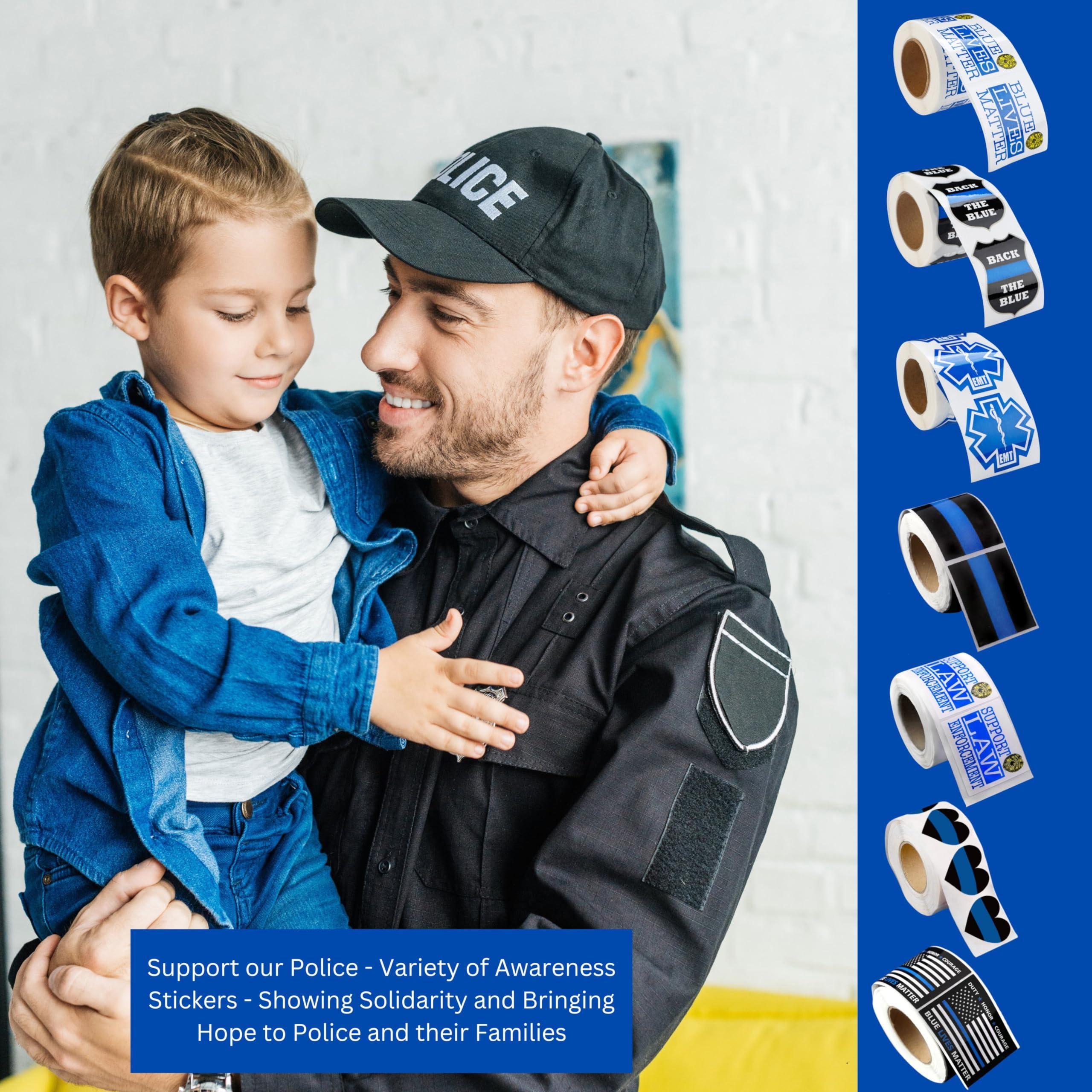 Fundraising For A Cause 250 Police Support Stickers - Roll of 250 Blue Lives Matter Flag Stickers