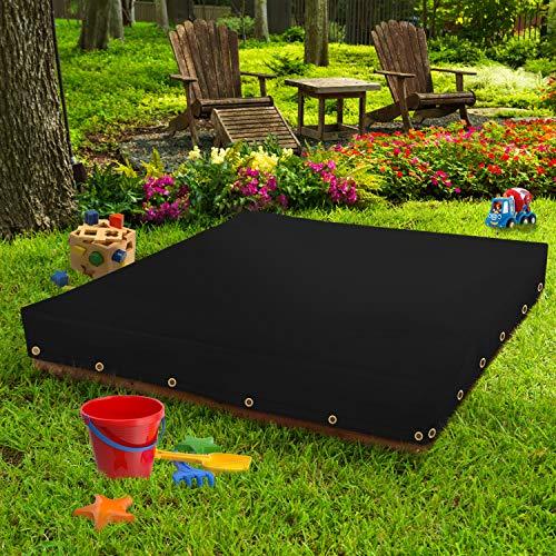 Covers & All Sandbox Cover 18 Oz Waterproof - Sandpit Cover 100% Weather Resistant with Metal Grommets (60" W x 60" D x 8" H, Black)