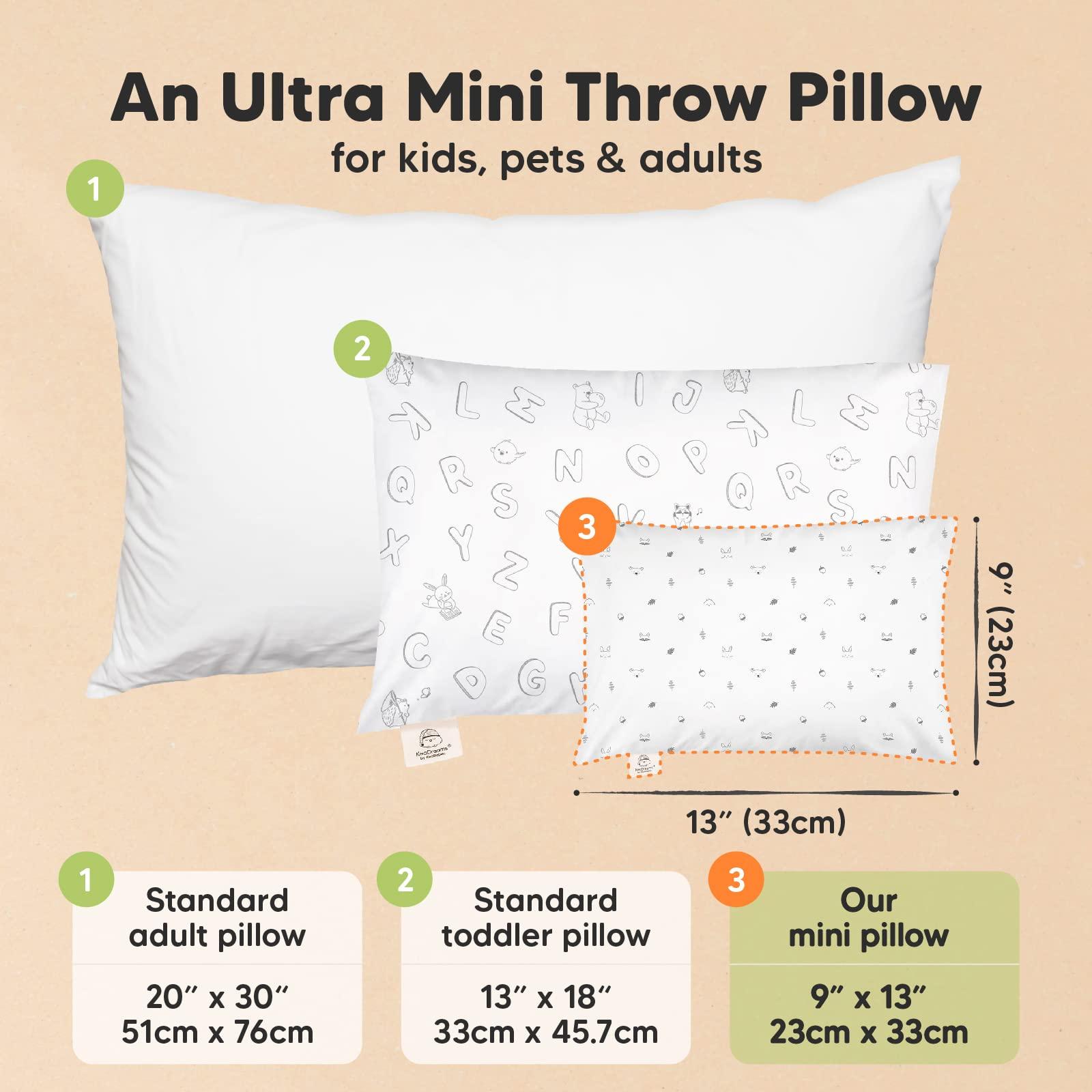 KeaBabies Mini Toddler Pillow with Pillowcase - 9x13 My Little Dreamy Mini Pillow, Organic Toddler Pillows for Sleeping, Kids Pillow, Small Pillows, Travel Pillows for Sleeping, Toddler Bed Pillows (Acorn)