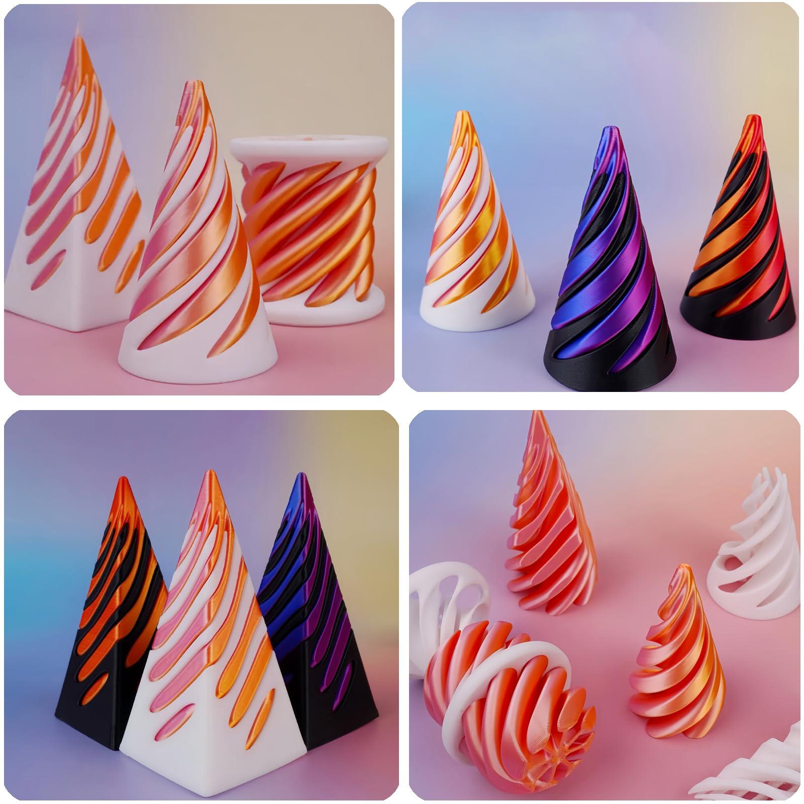 Lyzbbsoy 6Pcs Spiral Cone Fidget Toy,Impossible Cone Impossible Pyramid Passthrough Toy,3D Printed Spiral Cone Fidget Toy,Mini Vortex Thread Illusion Desktop Deco Souvenir Gift for Anxiety Relaxing