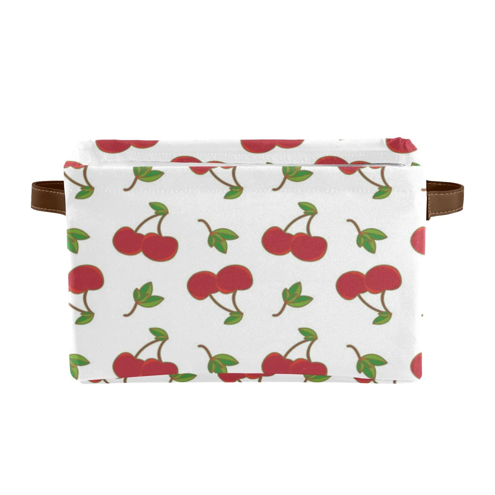 SunFancy Cherry Pattern Storage Bin Box with Handle Collapsible Closet Organizer Basket for Clothes Pets Toy Nursery