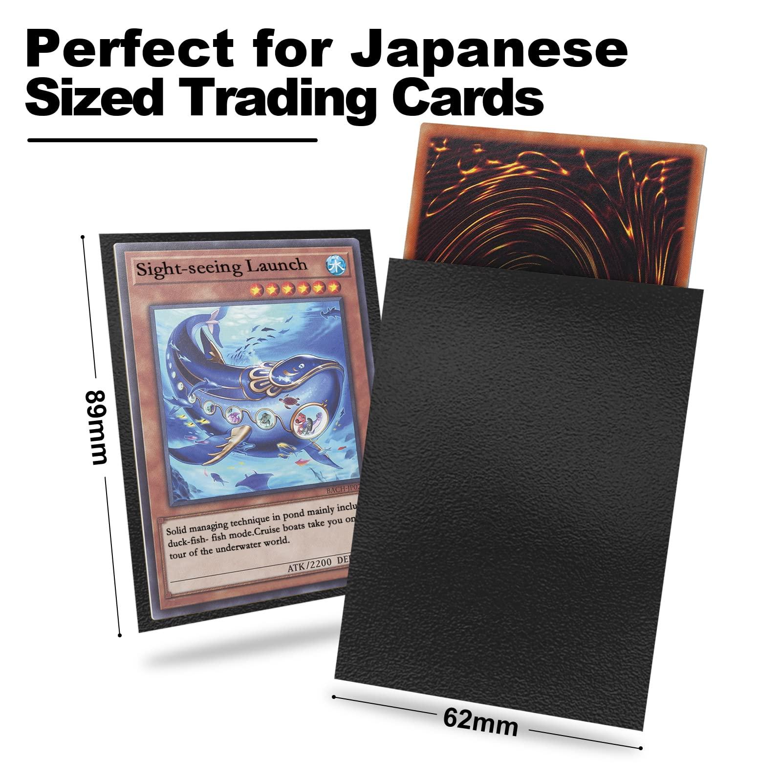 Fabmaker Black Yu-gi-oh Card Sleeve 200 Pack, Japanese Small Card Sleeves 62x89mm, Back Textured Perfect Shuffling, Protect Your Japanese Sized Trading Cards Kpop Photocard Never Tear