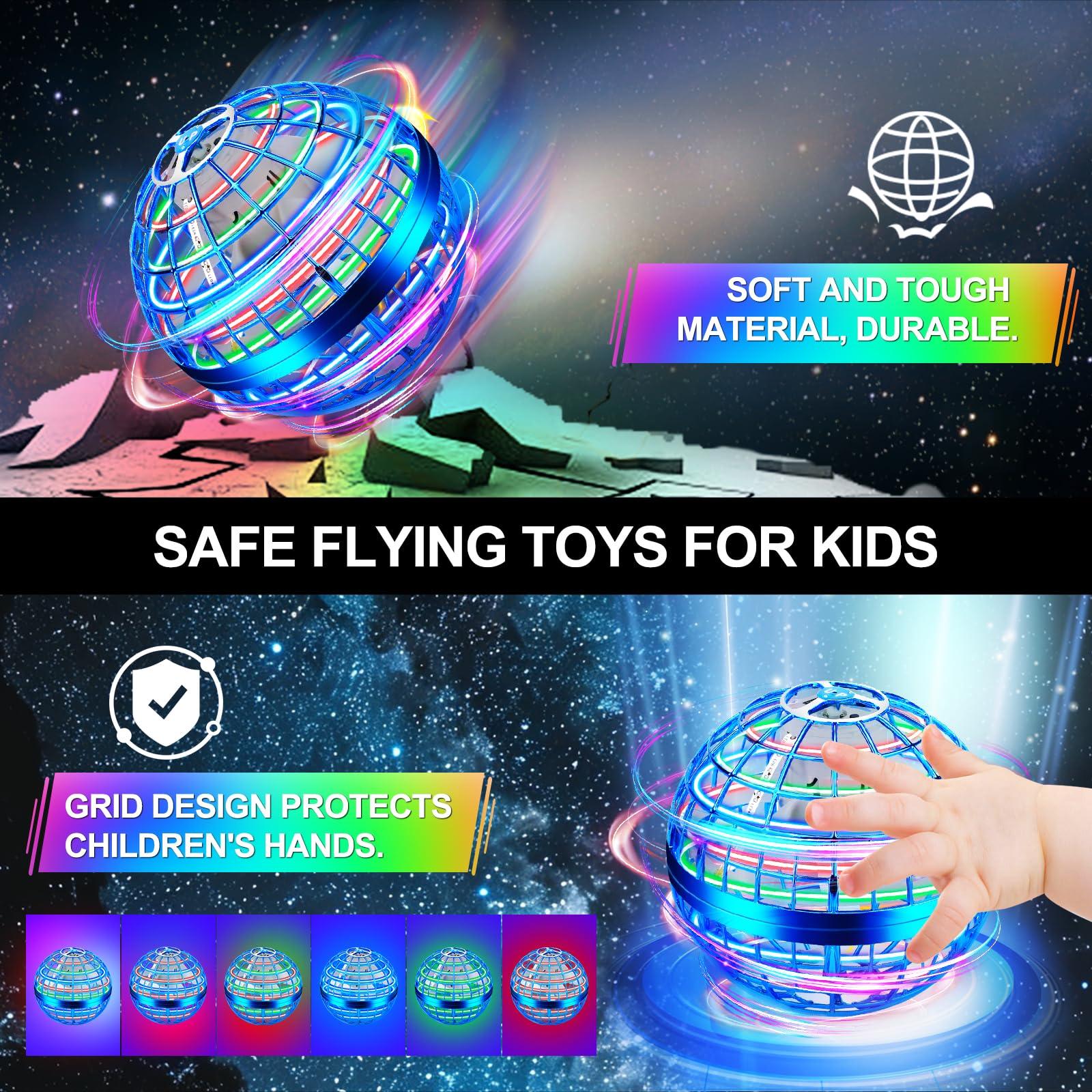Vantexi Flying Orb Ball Toy, Magic Hand Controlled Mini Drone Fly Orb Hover Ball Toy,Galactic Fidget Spinner Flying Orb, Cool Toys Gift for 6 7 8 9 10+ Year Old Boys Girls Toys-Blue