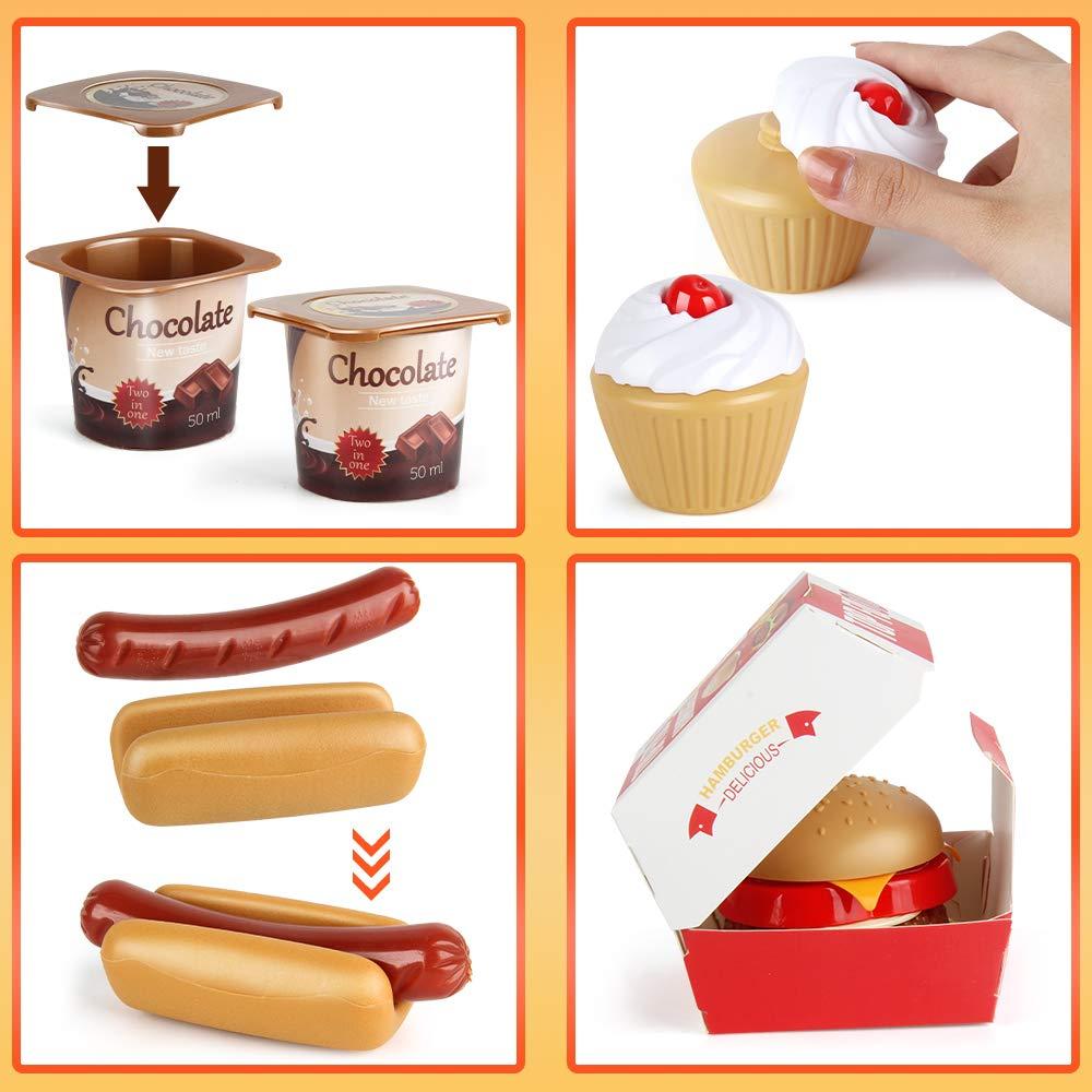 LiDi RC Fast Food Set 59 PCS Kitchen Toy Set for Pretend Play, Kitchen Accessories ,Removable Food Toy, Kids Toddlers Play Food Toys, Party Favor Christmas Stocking Stuffers