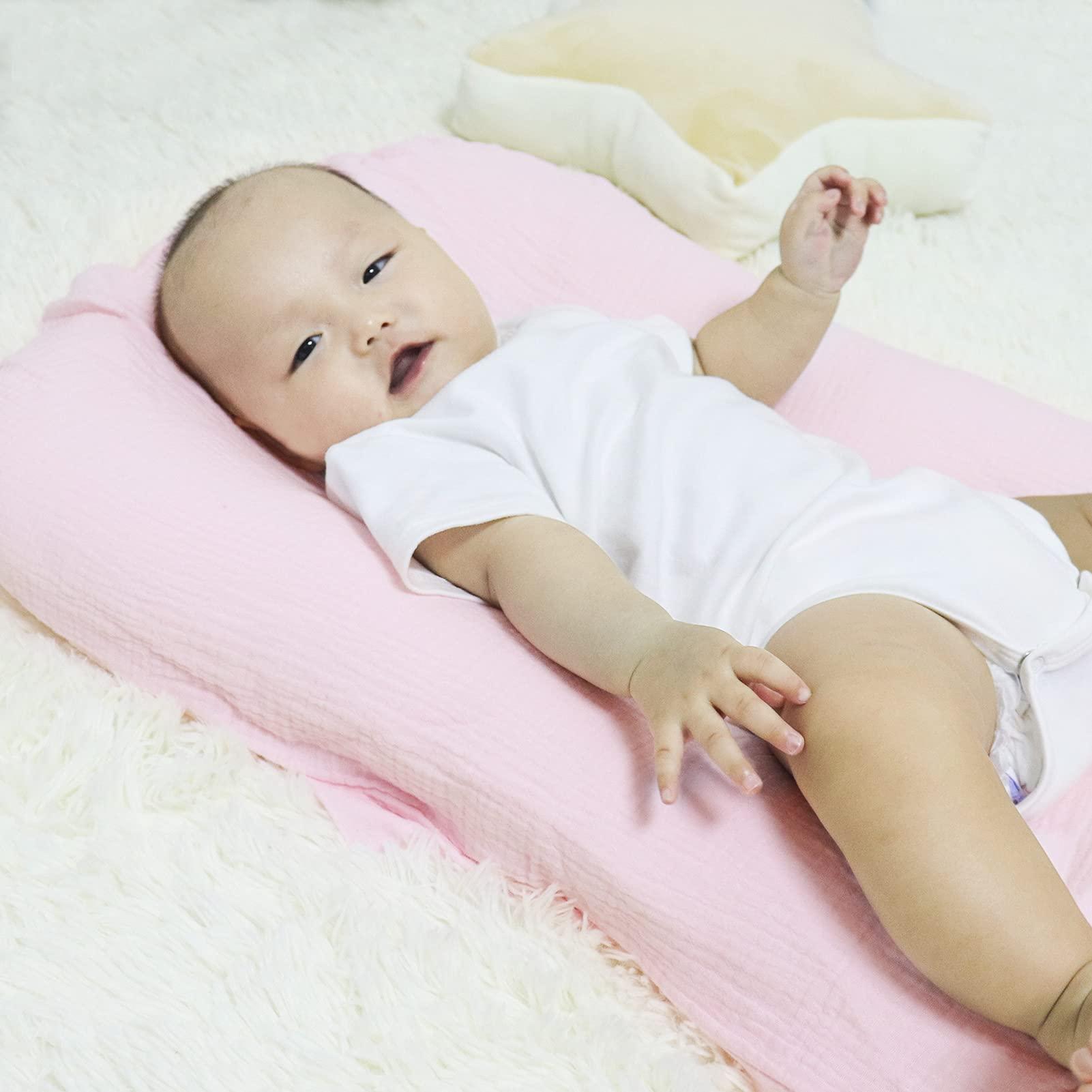 Hooyax Hooyax Muslin Baby Lounger Cover Soft Organic Cotton Slipcover Fits Newborn Lounger for Baby Boys and Girls (Pink)