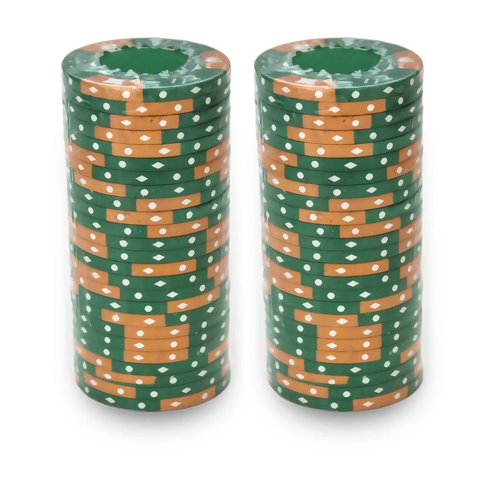 Brybelly Brybelly Crown & Dice Poker Chip Heavyweight 14-Gram Clay Composite – Pack of 50 (Green)
