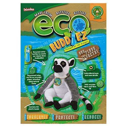 EcoBuddiez EcoBuddiez - Ring Tailed Lemur from Deluxebase. 12 Inch Ring Tailed Lemur Plush Toy. Eco Friendly Child Safe Lemur Stuffed Animal made from Recycled Plastic Bottles.