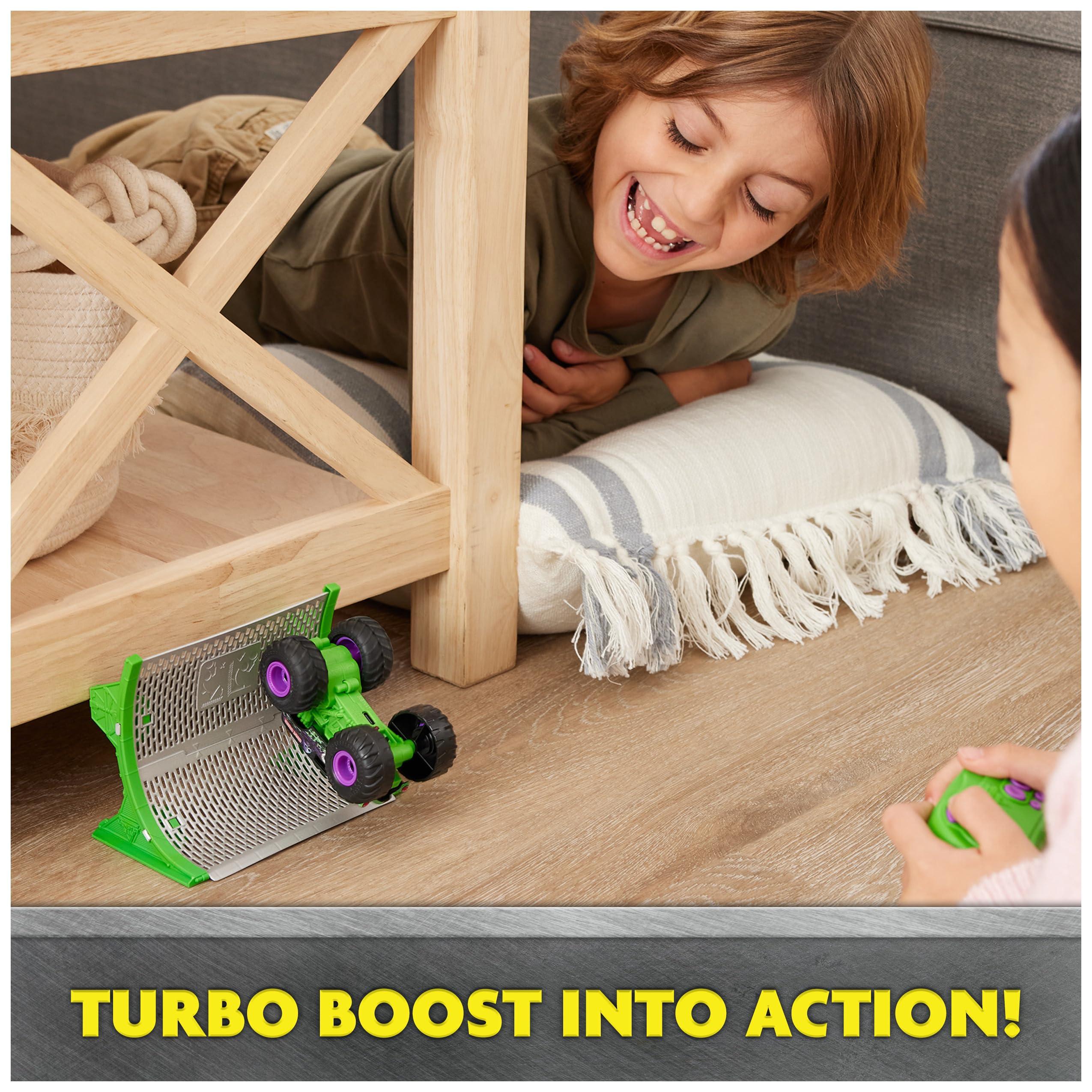 Monster Jam Monster Jam, Official Grave Digger Remote Control Monster Truck with Ramp, Small 1:64 Scale RC Cars Kids Toys for Boys and Girls Ages 3 4 5 6 and up