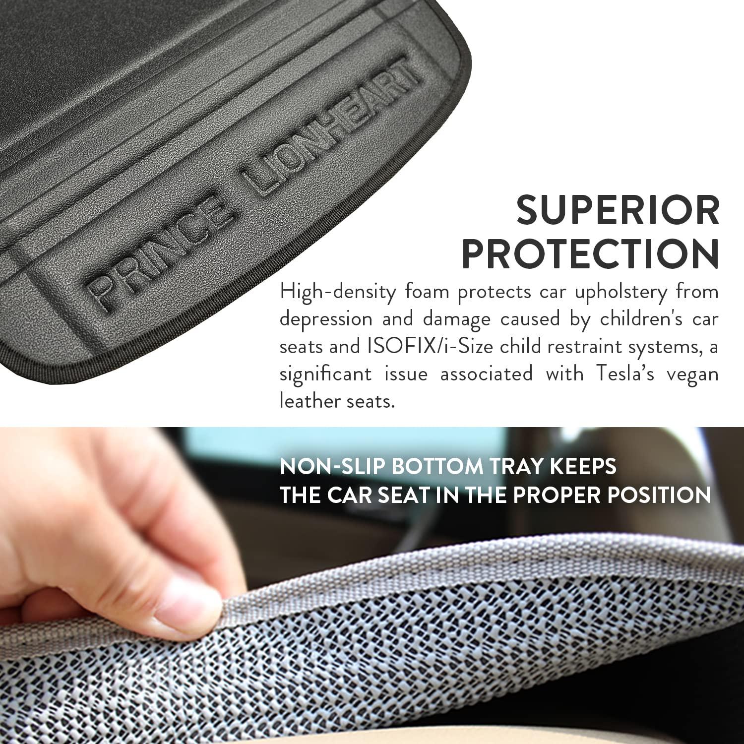 Prince Lionheart Prince Lionheart 2-Stage Seatsaver Car Seat Protector for Child Car Seat Designed for Tesla Models S, 3 X & Y, Protects Car from Infant Rear-Facing Car Seat & Front-Facing Booster Seat (Black, 2pcs)