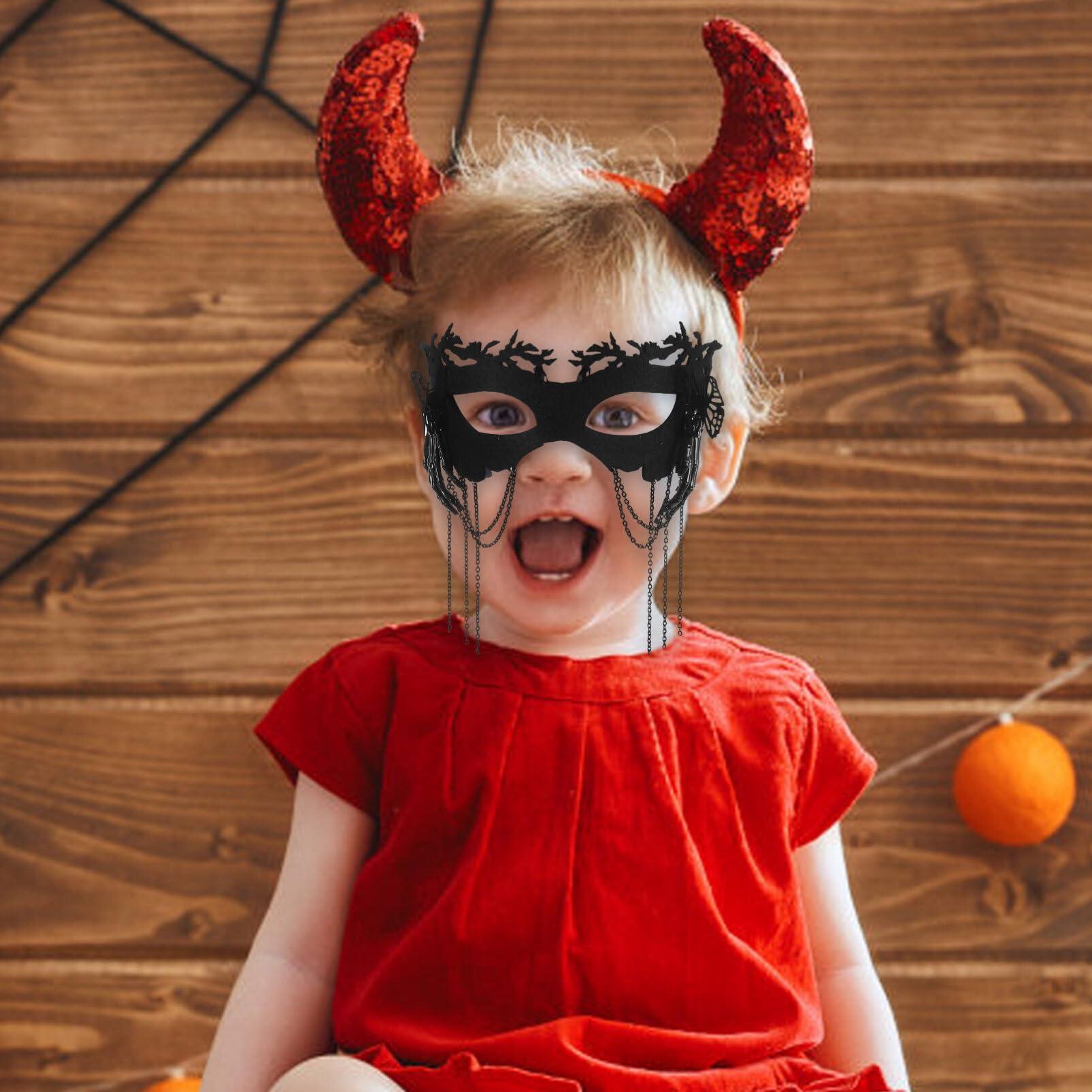 ibasenice ibasenice Skeleton Hand Mask Masquerade Party Mask Halloween Mask with Tassel Half Faces Mask Cosplay Performance Prop Fancy Dress Party Supplies Bone Graphics Mask