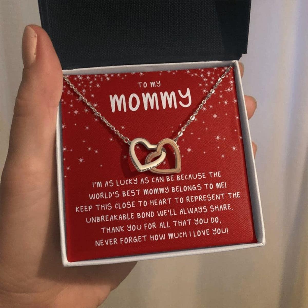 MAMABLUESKY To My Mommy Necklace, Mothers Day Gift, Mommy To Be Gift From Bump, New Mom Necklace, Best Gifts for Mom, Gift for Expecting Moms, New Mom Gift From Husband, Pregnancy Gift for Mommy, Birthdays Gift for Pregnant Wife, Birthday Moms To Be Gifts (STAND