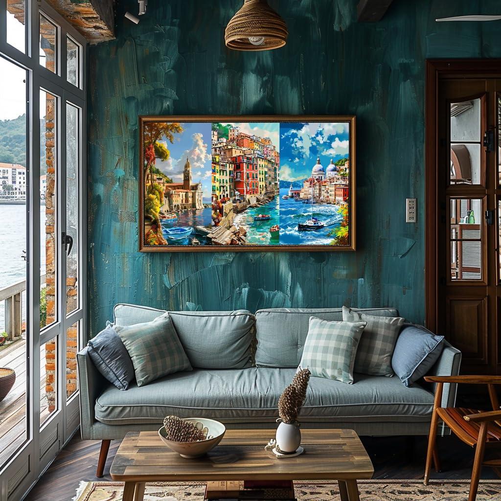 FEIMEIZE Wooden Jigsaw Puzzles for Adults 1000 Piece Puzzle for Adults 1000 Pieces Puzzle 1000 Pieces-Summertime, Seaside, Architecture