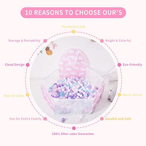 STARBOLO STARBOLO Ball Pit for Toddler - Pink Pop Up Childrens Ball Pits 4 Ft/120CM Tent for Toddlers Baby Crawl Ball Pool Fence with Basketball Hoop and Zipper Storage Bag Suit for Indoor and Outdoor.