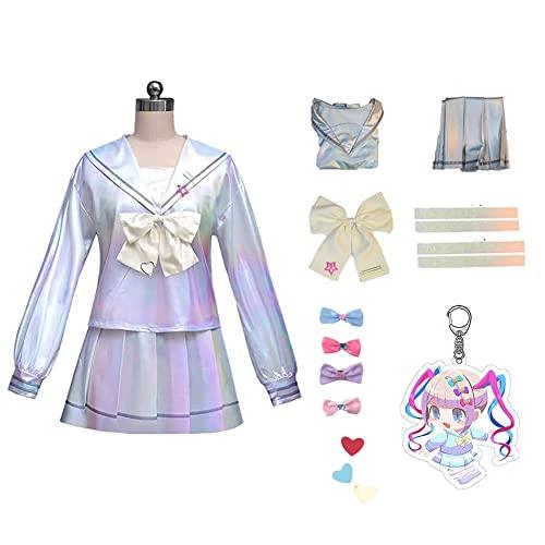 P1PSZ P1PSZ Ame-chan Cosplay Costume NEEDY GIRL OVERDOSE Cosplay Game Kangel Costume Outfits Uniform Full Set + Cute Keychain (L, Kangle)