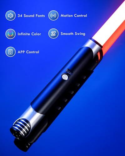 XenoSaber XenoSaber Upgraded Xenopixel 3.0 Motion Control Light Saber, Smooth Swing Combat Dueling Saber for Adults with APP, 34 Sound Fonts Infinite Color Change, 16GB SD Card, 8 Light Effect 12 Ignition