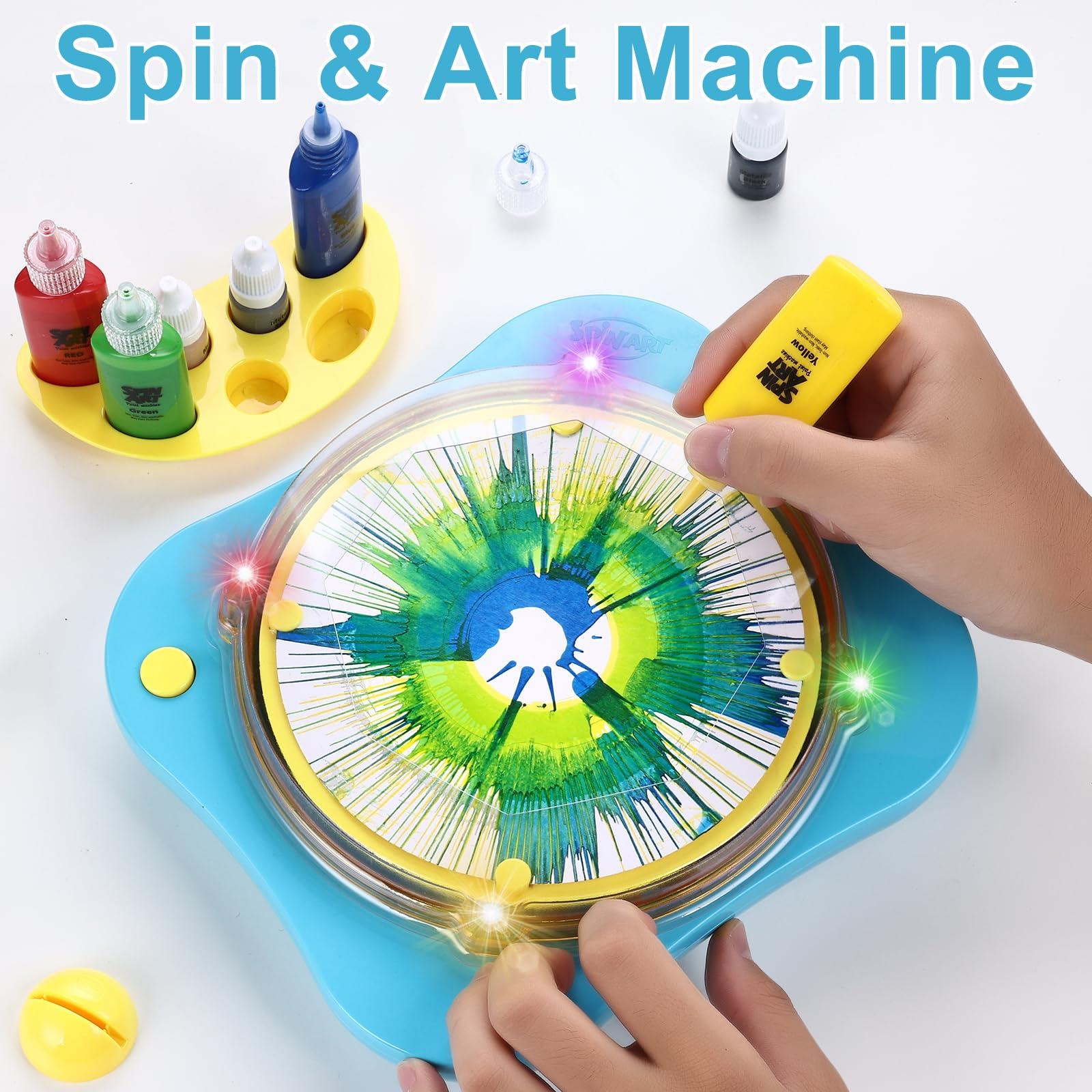 Eofeir Eofeir Paint Spin Art Machine Kit for Kids Stress Reducing Toys for Blue Arts and Crafts Set Gifts with Light & Music for Boys & Girls Ages 4 5 6 8 9 10 12 Flexible Splatter Guard,Easy to Wash
