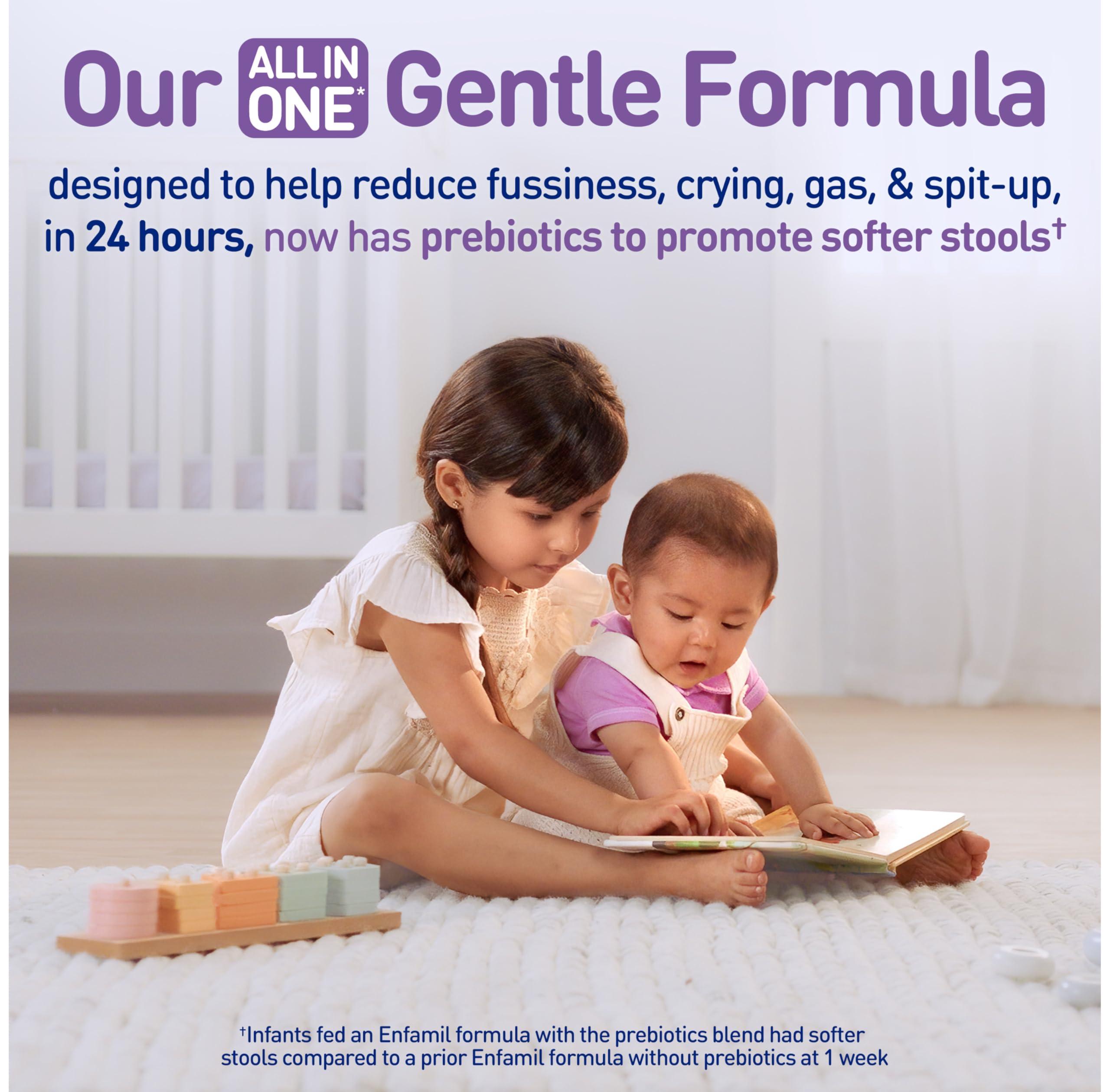 Enfamil Enfamil NeuroPro Gentlease Baby Formula, Brain Building DHA, HuMO6 Immune Blend, Designed to Reduce Fussiness, Crying, Gas & Spit-up in 24 Hrs, has Prebiotics to Promote Softer Stools, Baby Milk, 35.2 Oz (Pack of 4)
