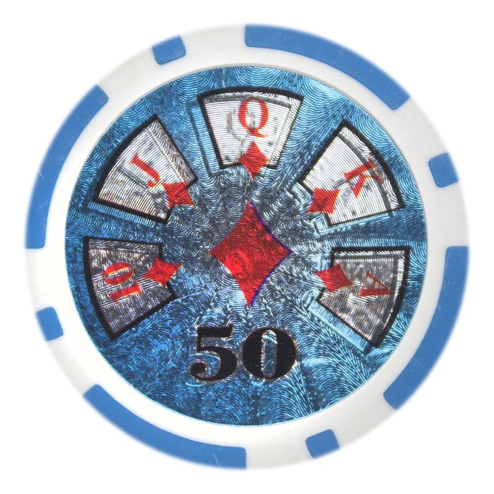 Brybelly Brybelly Hi-Roller Poker Chip Heavyweight 14-Gram Clay Composite – Pack of 50 ($50 Light Blue)