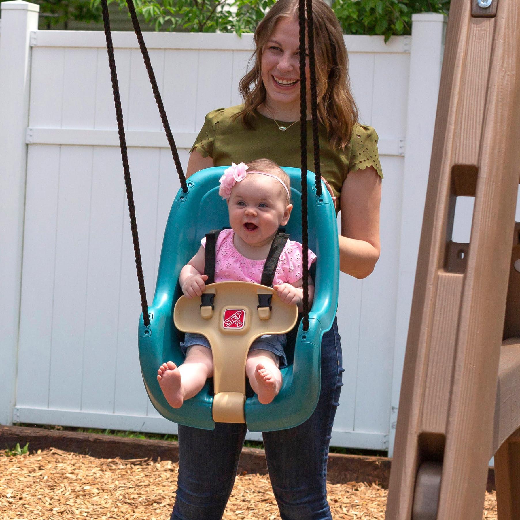 Step2 Step2 Infant to Toddler Swing, Baby Outdoor Swing, Backyard Bucket Style Swing Seat, Secure Harness, Outside Weather-Resistant Rope, Attach to Playset, For Toddlers 9 Months -3 Years Old