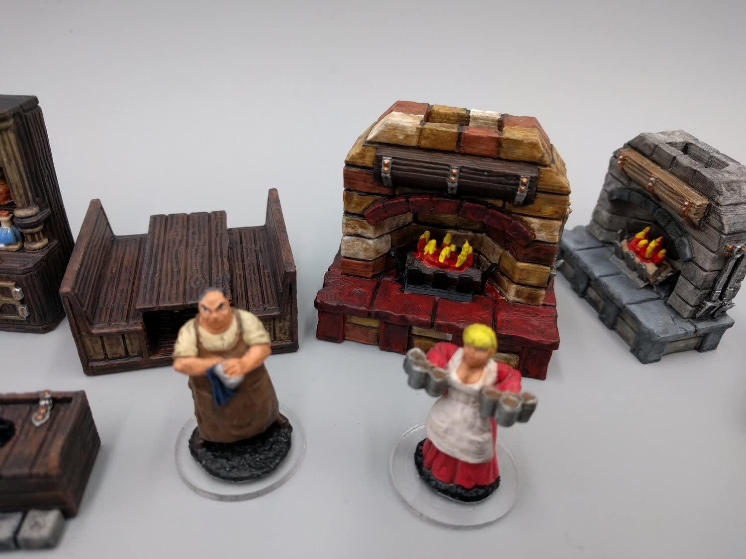 3DEGOS Inn and Tavern Furniture DND Terrain 28mm for Dungeons and Dragons, Warhammer, D&D, Pathfinder, RPG, Miniatures, Age of Sigmar, Tabletop, D and D, Dungeons and Dragons Gifts
