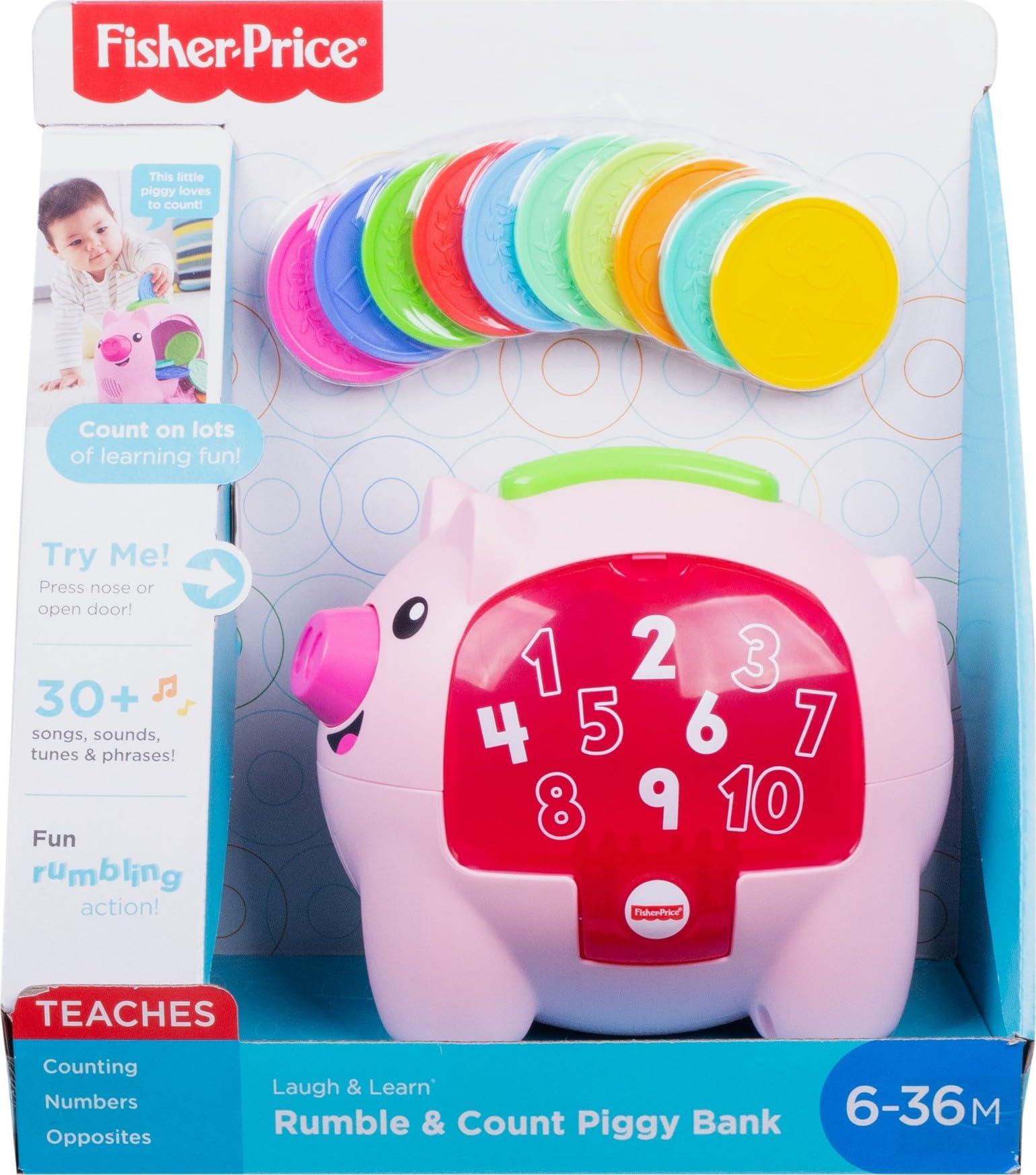 Fisher-Price Fisher-Price Baby Musical Toy Laugh & Learn Count & Rumble Piggy Bank with Songs & Motion for Infants & Toddlers Ages 6+ Months