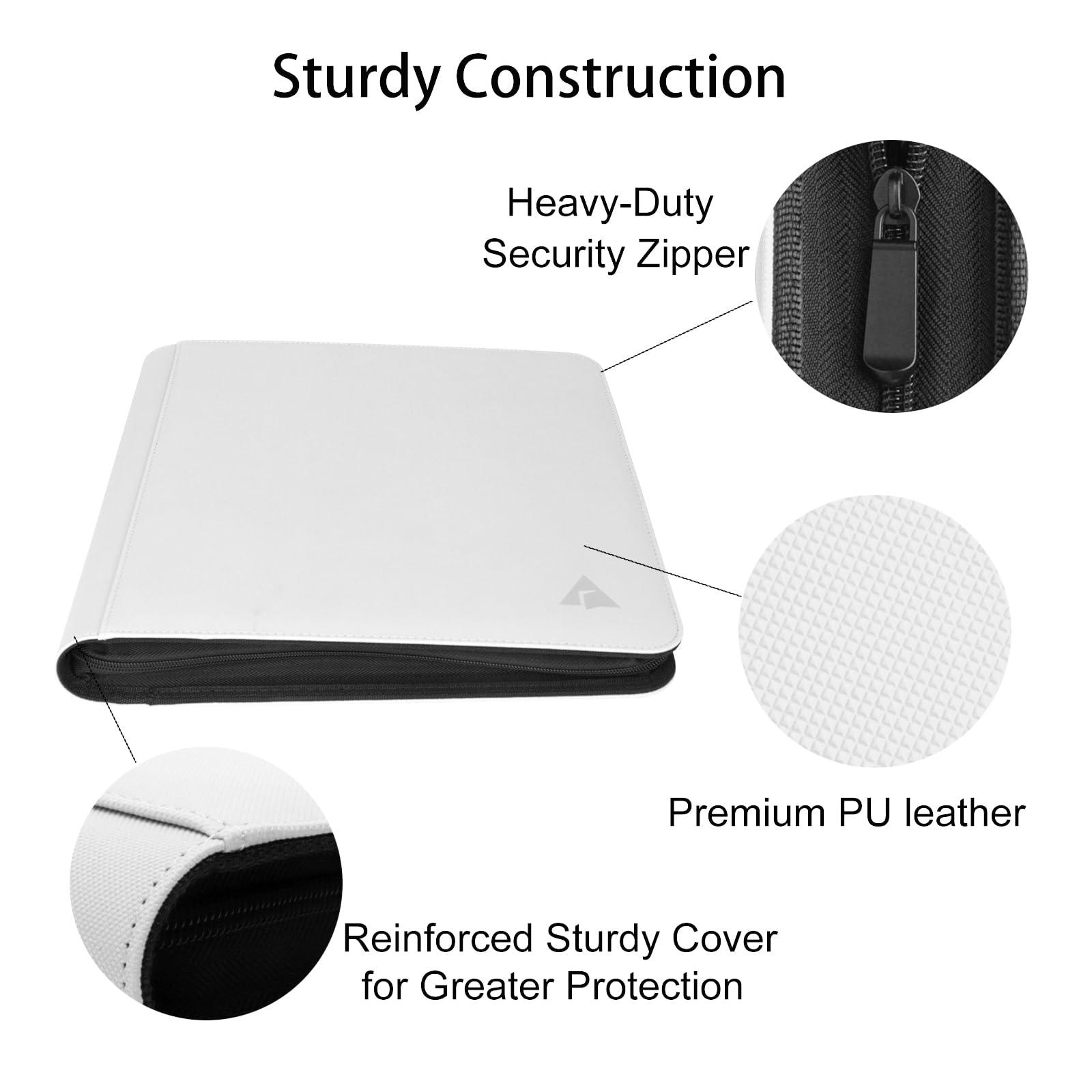 Rieton Rieton 12 Pocket 800+ Pockets Card Binder, Large Ringless Side Loading Pockets Trading Card Album Folder for TCG -White