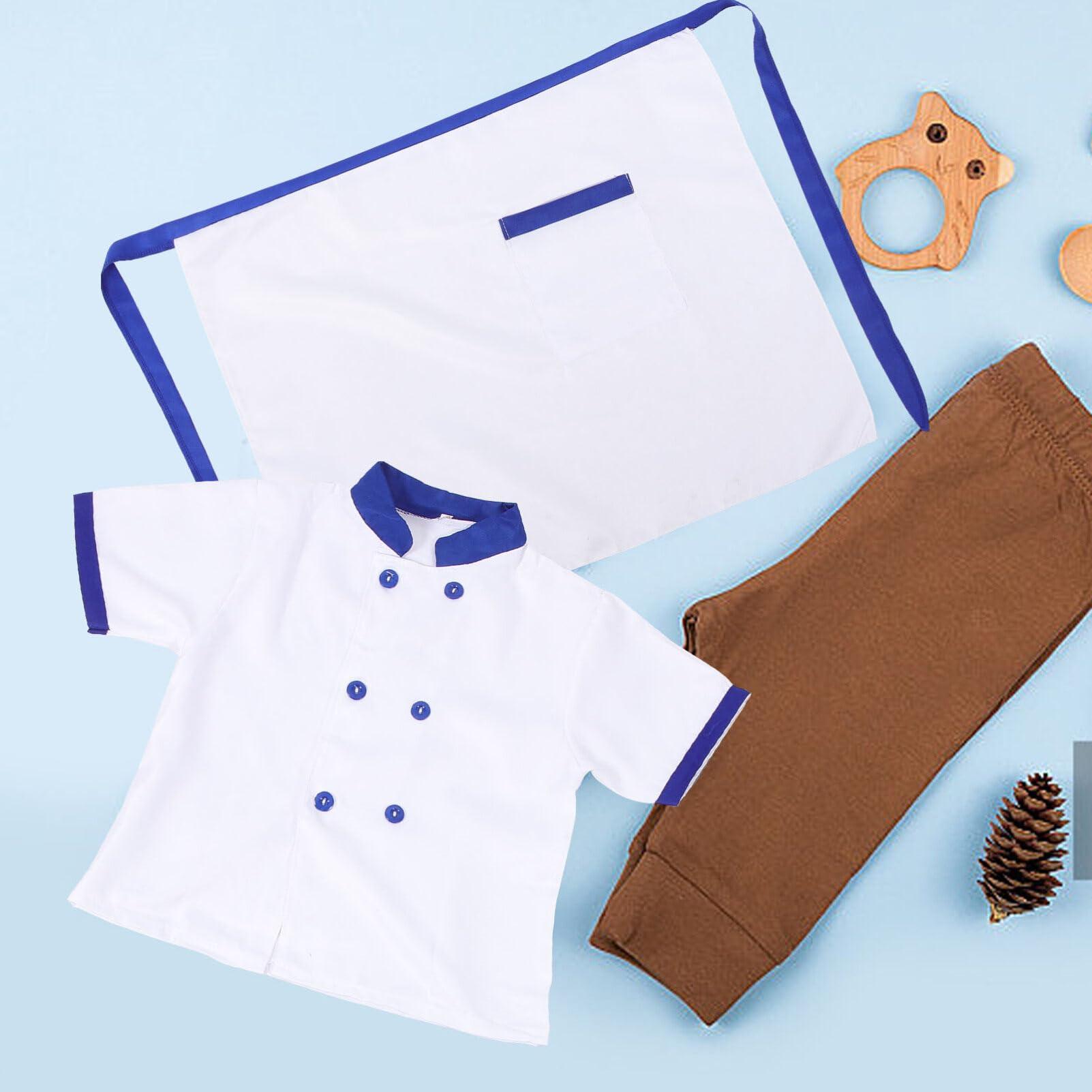 GALPADA GALPADA Kids Chef Costume Include Toddler Apron Short Sleeve Jacket and Chef Hat Pretend Chef Outfit for Kitchen Cooking Baking Wear