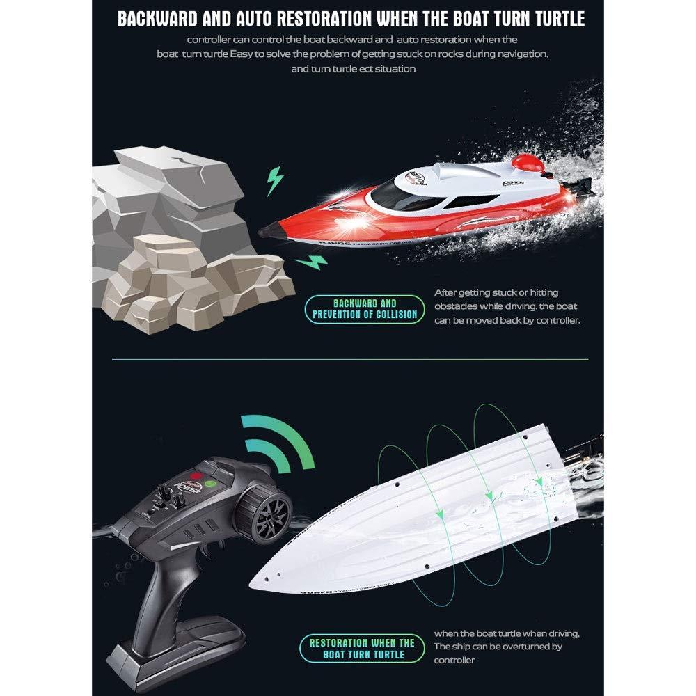 sfhdcfbswjnjdcbshf 2.4G Wireless Electric Remote Control Boat 35KM/H High-Speed RC Ship Circulating Water Cooling Super Navigation Prompt RC Speed Boat Swimming Pool Lake Children\'s Toys (Black)