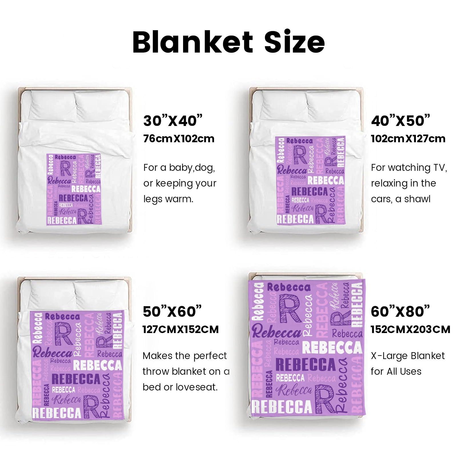 Finegift Finegift Custom Blanket with Name,Personalized Name Blanket Gifts for Babies,Personalized Blankets for Girls Boys Birthday Christmas with Name (4 Sizes)