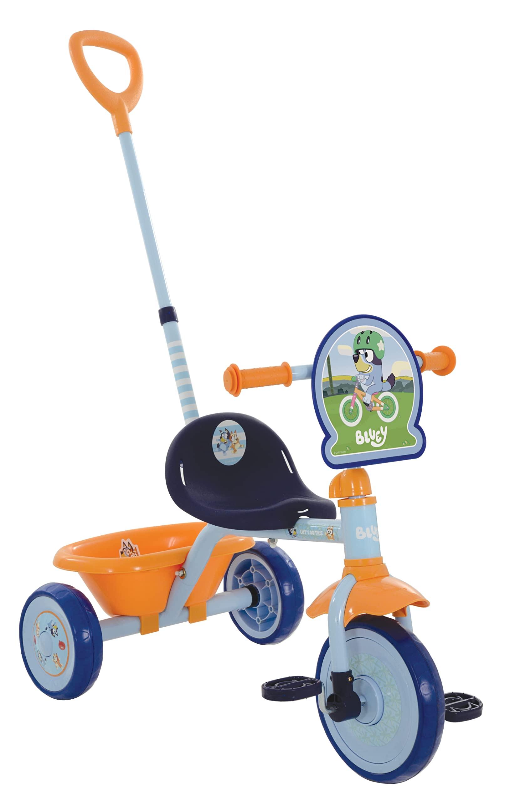 Bluey Bluey First Ride On Trike - Licensed Kids\' Ride On Toy with Adjustable Handle, Easy-Switch Pedal Clutch, Puncture-Proof Tyres, Steel Frame, Front Mudguard, Rear Storage Suitable Age 2 Years +