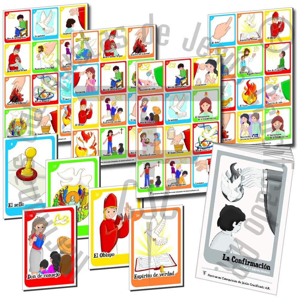 N-A HCJC - LOTERÍA - LA CONFIRMACIÓN (16 Tablas, 40 Cartas y Folleto con catequesis y notas pedagógicas para Mejor conocimiento y aprovechamiento del Material)