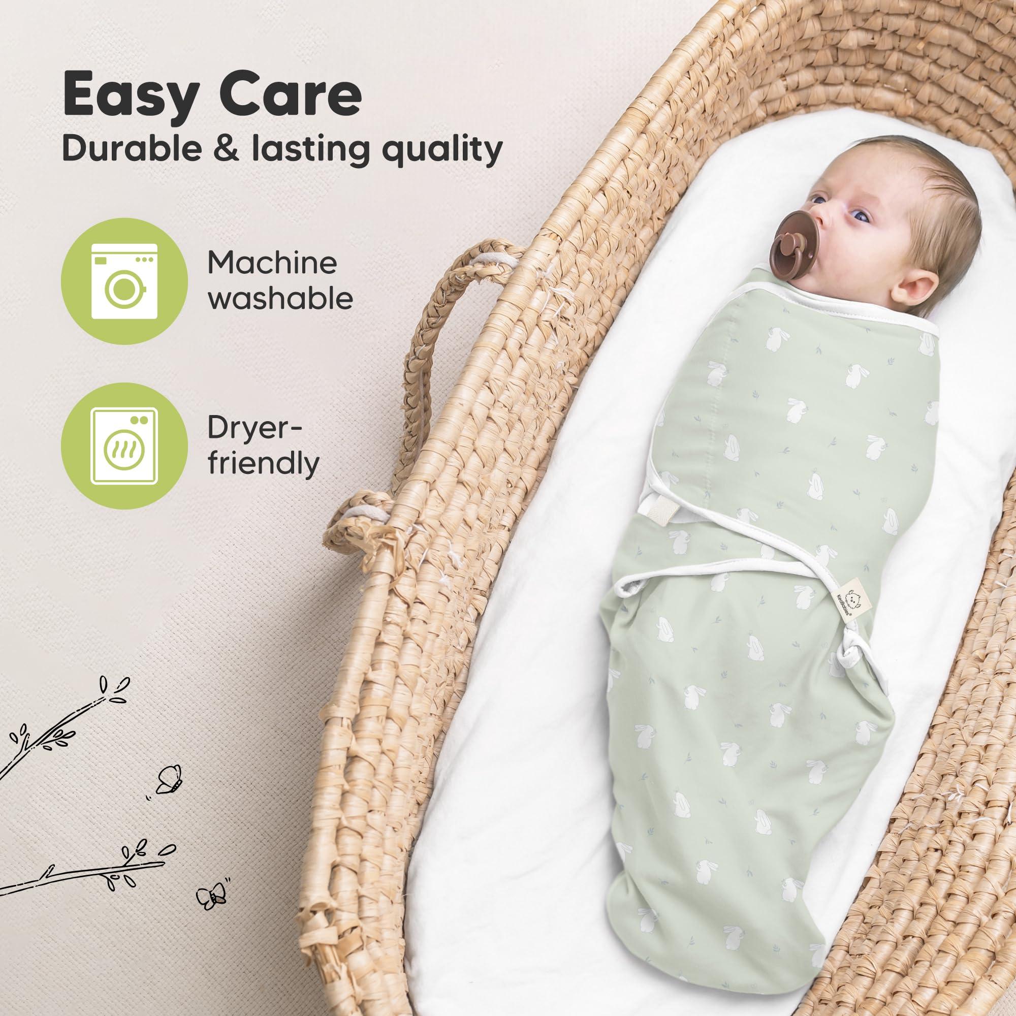 KeaBabies 3-Pack Organic Baby Swaddle Sleep Sacks - Newborn Swaddle Sack, Ergonomic Baby Swaddles 0-6 Months,Swaddles for Newborns, Baby Sleep Sack, Baby Swaddle Blanket Wrap,Baby Essentials(Bunnies, L)