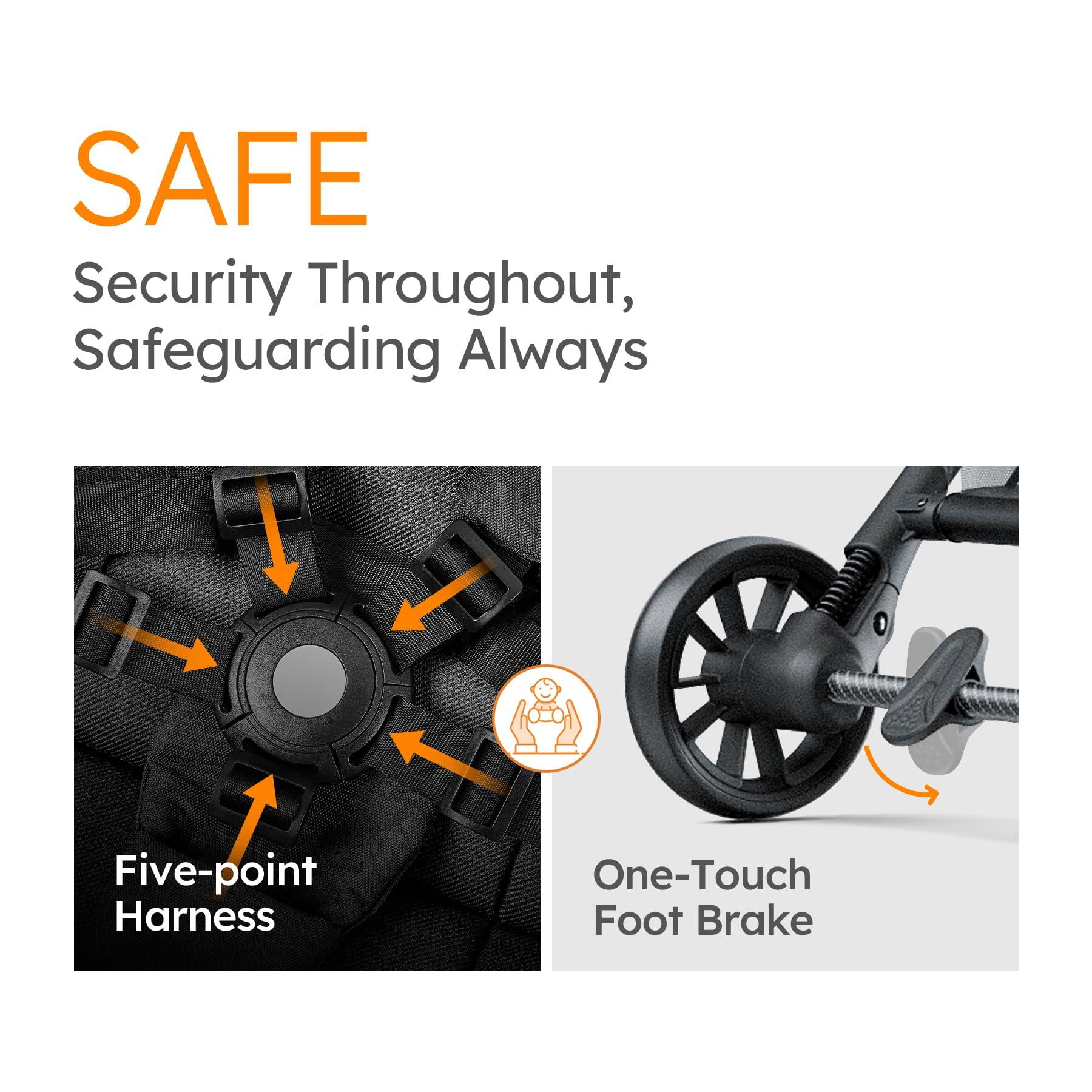 MAMAZING Lightweight Baby Strollers for Airplane, Ultra-Compact Travel Stroller, Light & Strong Portable Toddler Stroller with Carbon Fiber Frame and UPF 50+ Waterproof Fabric, Only 9.9 lbs, Black