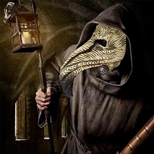 HAO Plague Doctor Mask with Green LED, Grow in Light Up Skeleton Long Nose Bird Beak Mask Steampunk Halloween Gothic Cosplay Props for Party