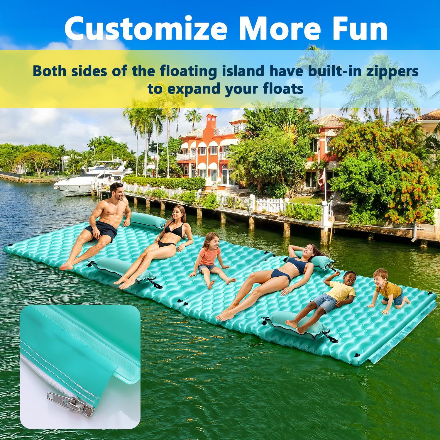 Sunrio Sunrio 114'' X 72'' Giant Inflatable Floating Mat-Pool Float Lake Floats for Adults with Pool Hammock Pool Mats for Floating Swimming Pool, Beach, Lake for Summer Water Party