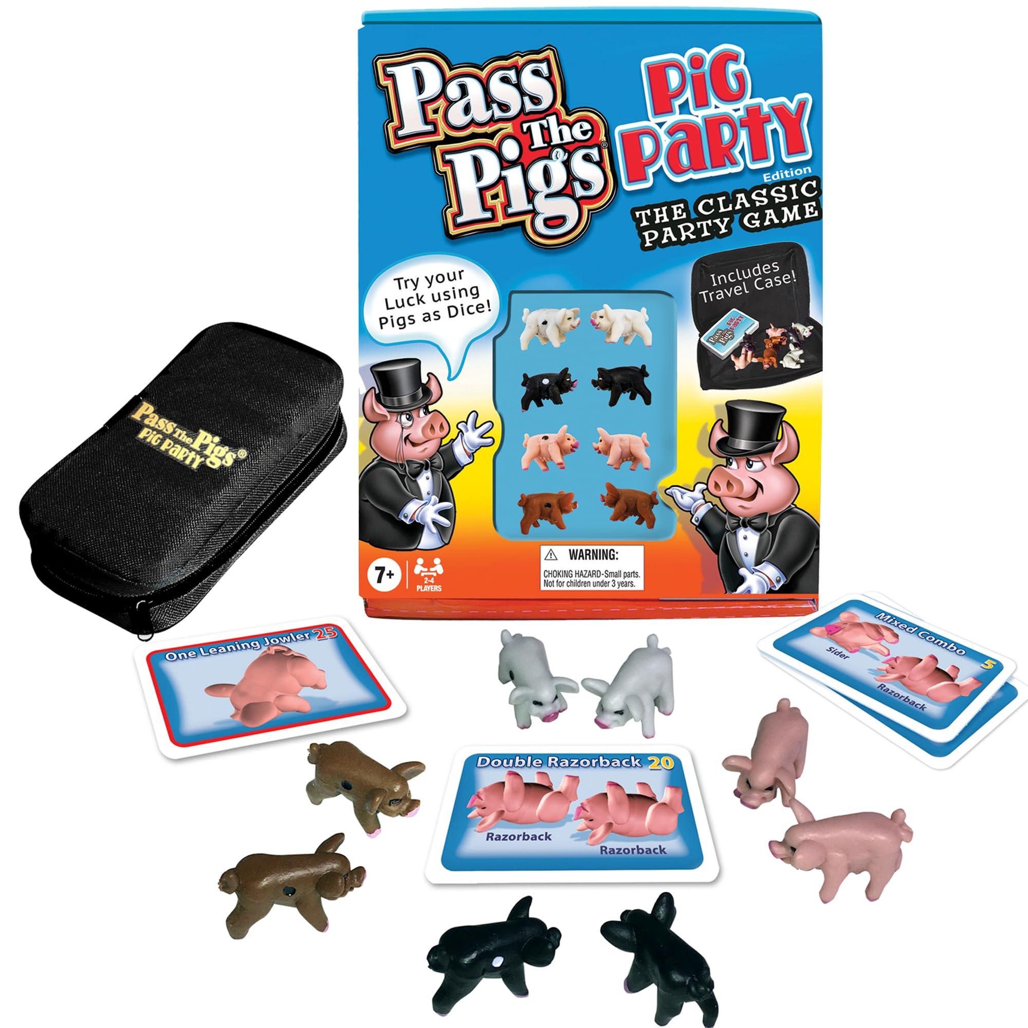 Winning Moves Games Pass The Pigs: Pig Party Edition by Winning Moves Games USA, Try Your Luck Using Pigs as Dice, Up to 4 Players Can Now All Play Pass The Pigs at The Same Time, Ages 7+ (1149)