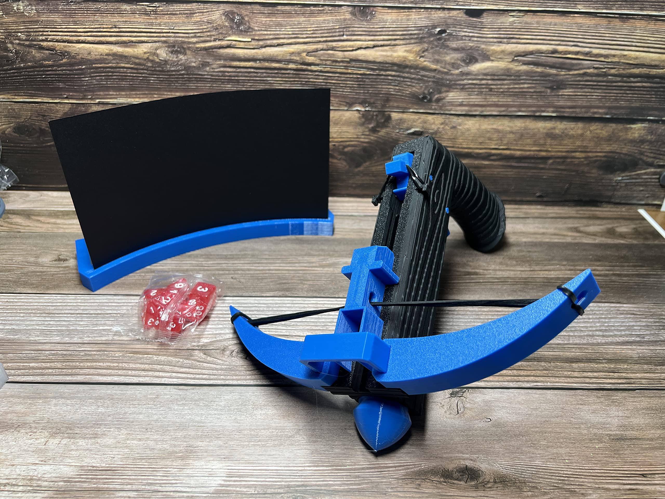 MunnyGrubbers MunnyGrubbers - Crossbow Dice Roller - (Blue) - (Random 7PCS D20 Dice Set Included) - Tabletop RPG - Dice Holder - Dice Popper - Dice Tower - Dungeons and Dragons - DND - D&D - (Blue)