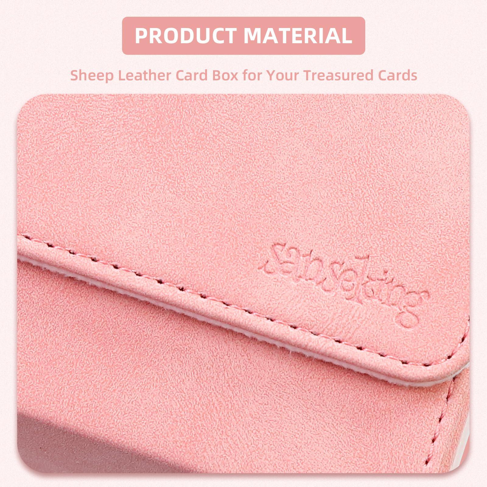 Sanseking Sanseking Magic Card Deck Box for MTG Single Deck Card Box fits 100+ TCG Sleeved Cards Soft Leather Card Box Top Loading Card Boxes Magic Gift for MTG TCG CCG (Horizontal,Pink)