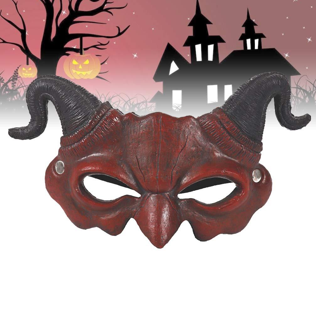 Zerodeko Scary Mask Halloween Masquerade, Scary Half Face Claw Devil Halloween Ghostlike Cosplay Costume Party Horror Devil (Brown) Devil Horns